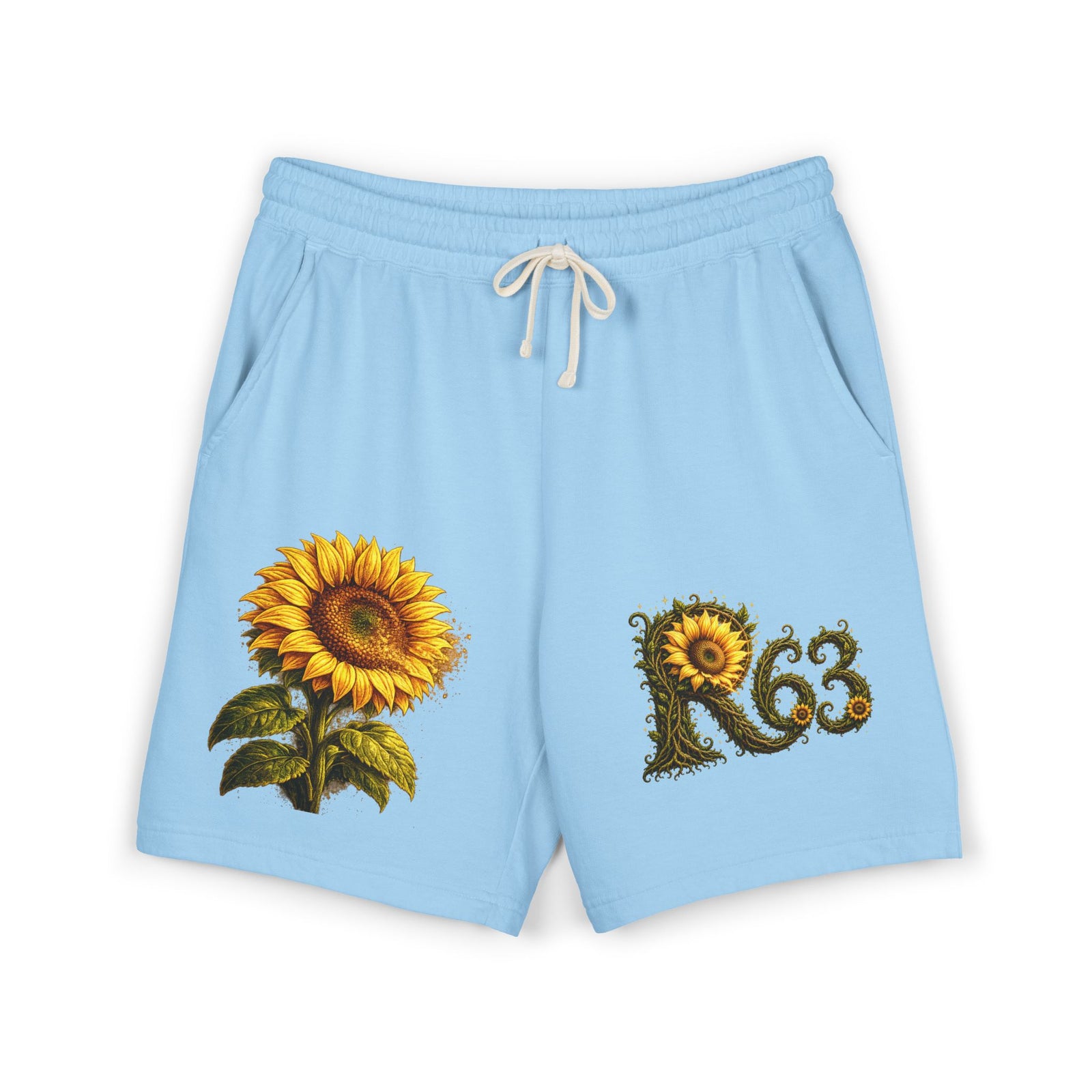 Sunflower Bee Fleece Sweat Shorts — Garment-Dyed Lightweight Lounge Shorts