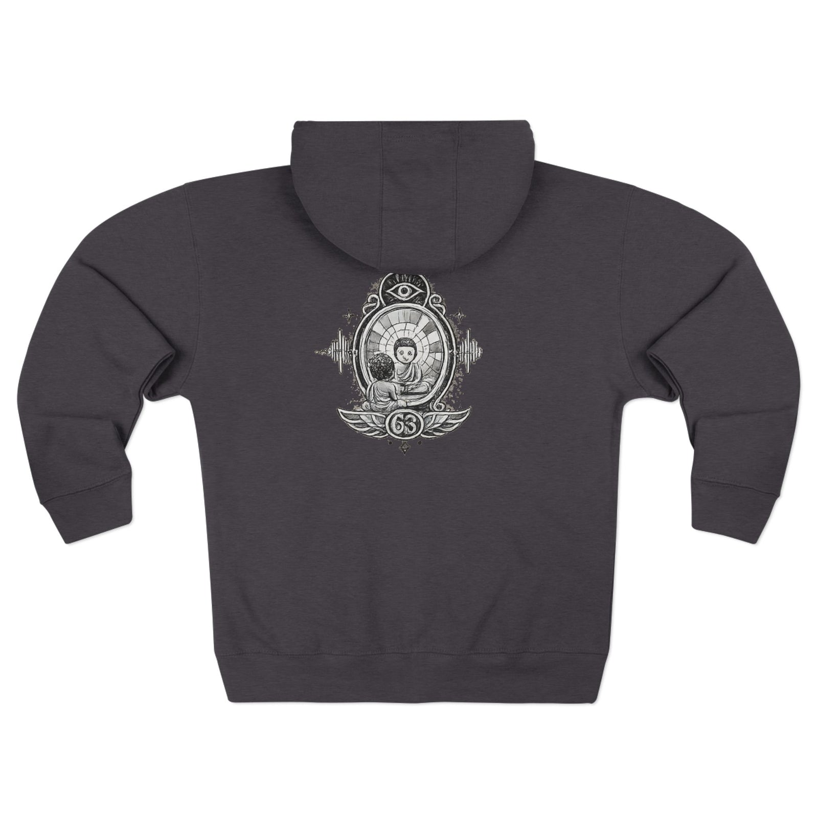 Reflection 63 Zip Hoodie — Vintage Crest Graphic Zip-Up Hoodie