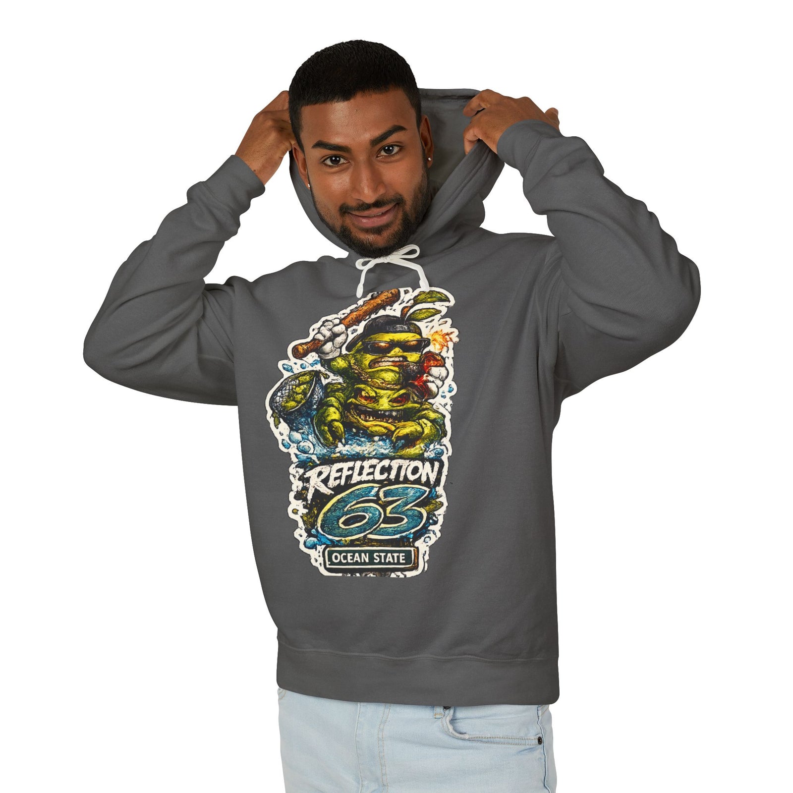 Reflection 63 Ocean State Hoodie — Vintage Surf Monster Graphic Hooded Sweatshirt
