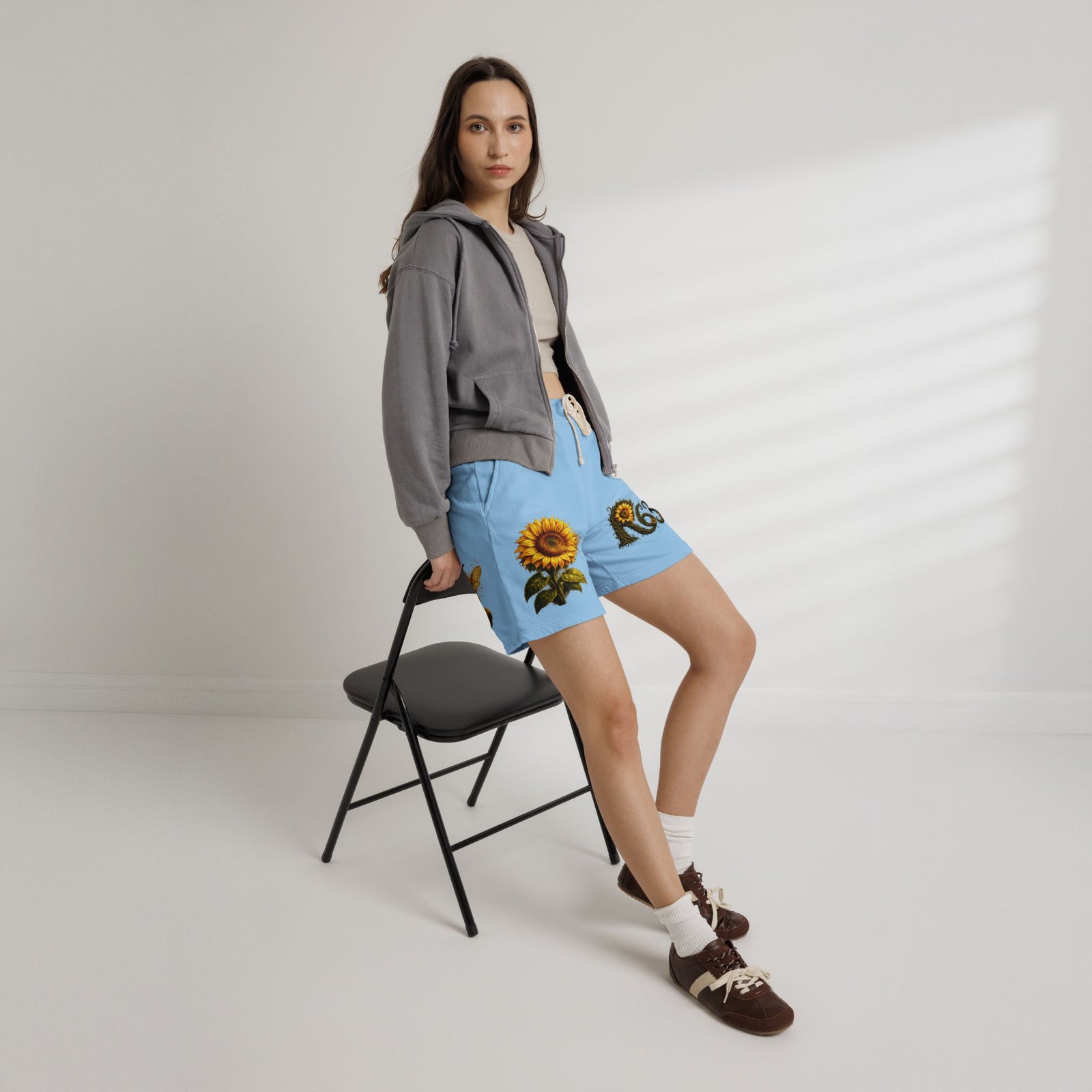 Sunflower Bee Fleece Sweat Shorts — Garment-Dyed Lightweight Lounge Shorts