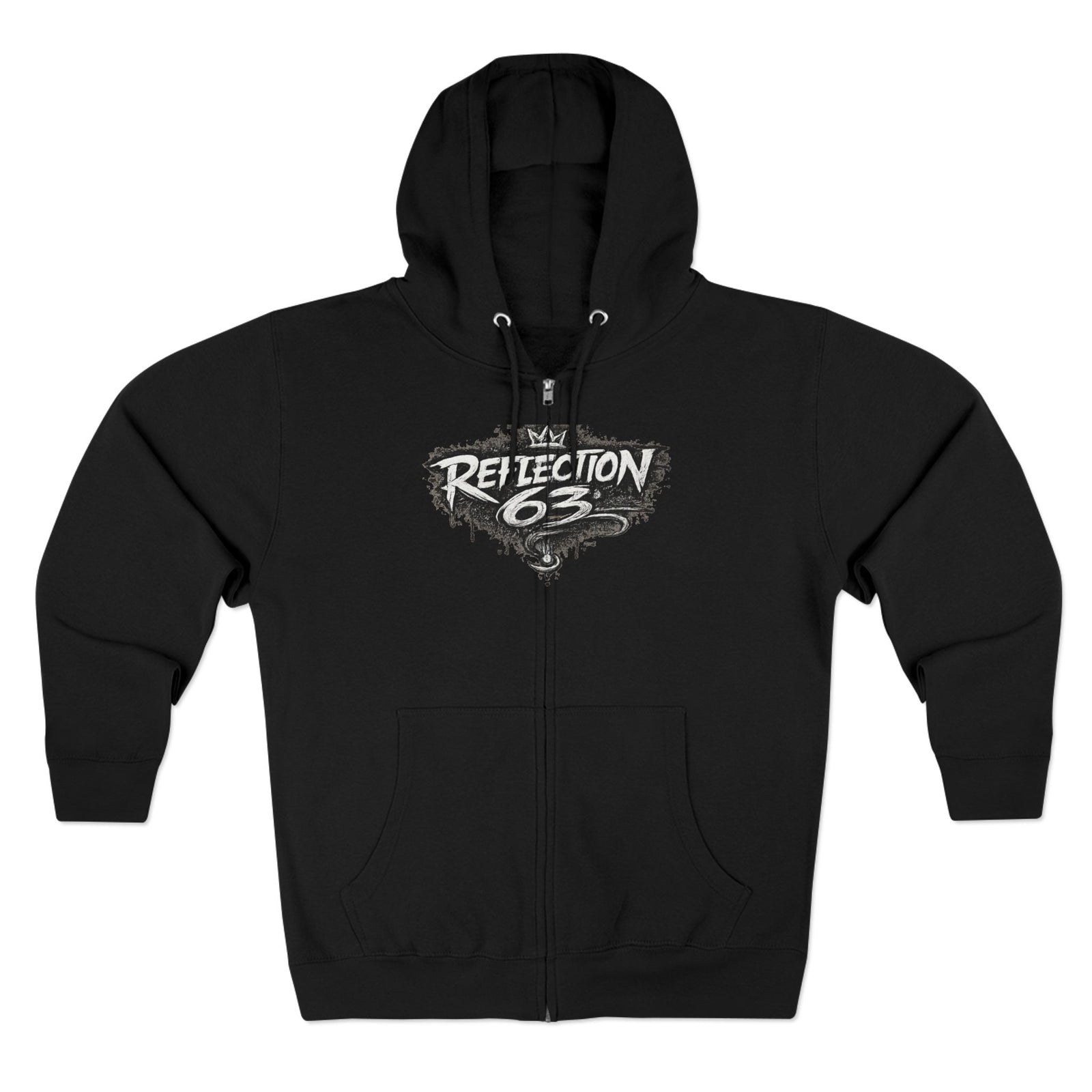 Reflection 63 Zip Hoodie — Vintage Crest Graphic Zip-Up Hoodie