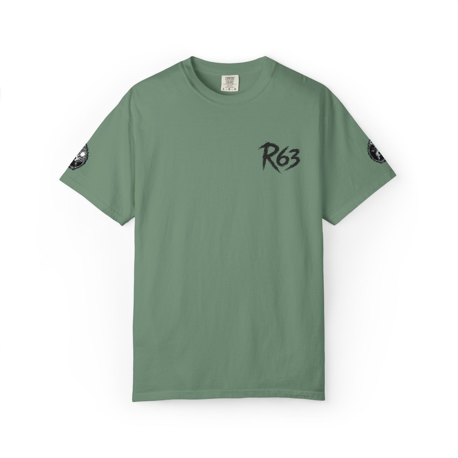 R63 Minimal Logo T-Shirt — Streetwear Graphic Tee with Sleeve Emblem