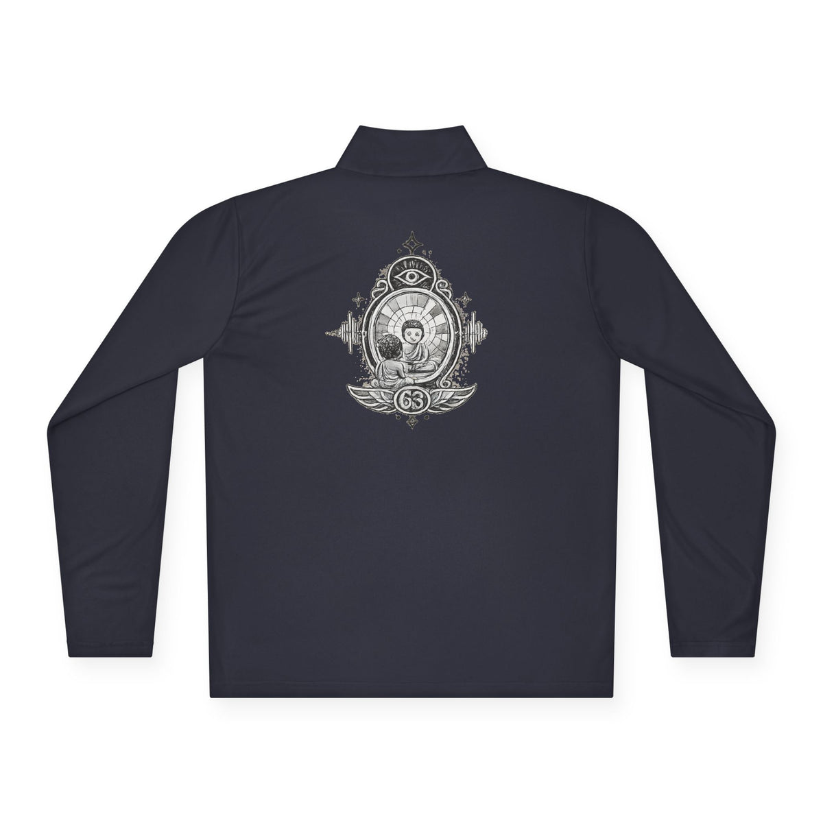 Quarter-Zip Pullover — Vintage Crest Skull Chest & Back Design