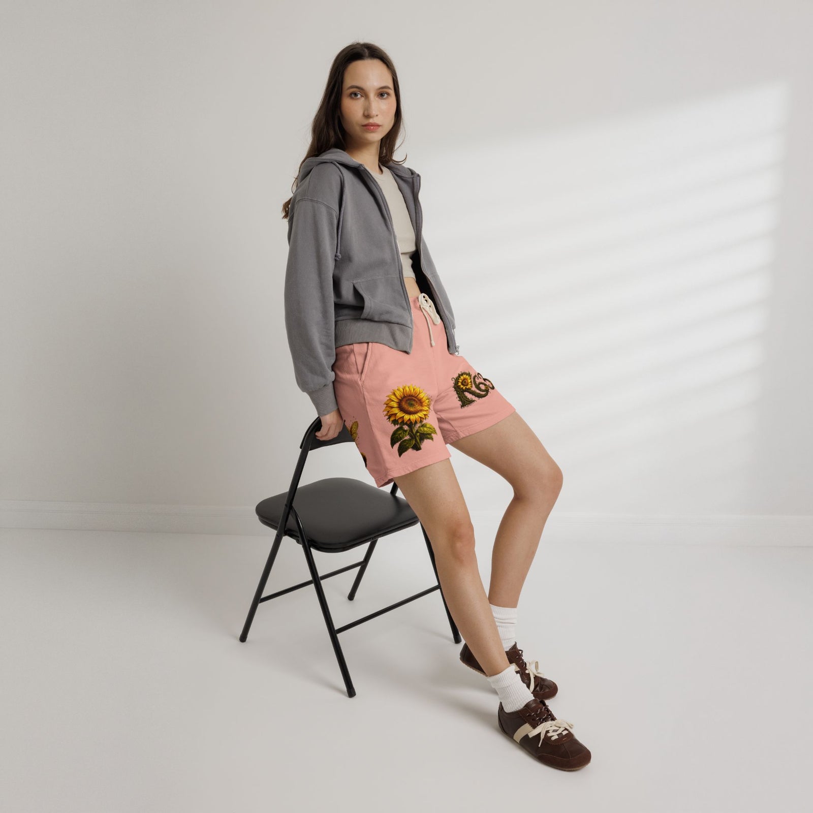 Sunflower Bee Fleece Sweat Shorts — Garment-Dyed Lightweight Lounge Shorts