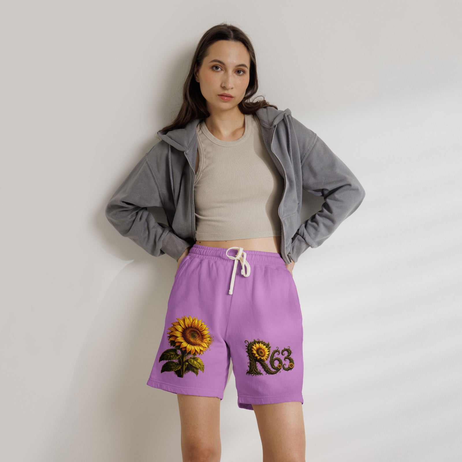 Sunflower Bee Fleece Sweat Shorts — Garment-Dyed Lightweight Lounge Shorts