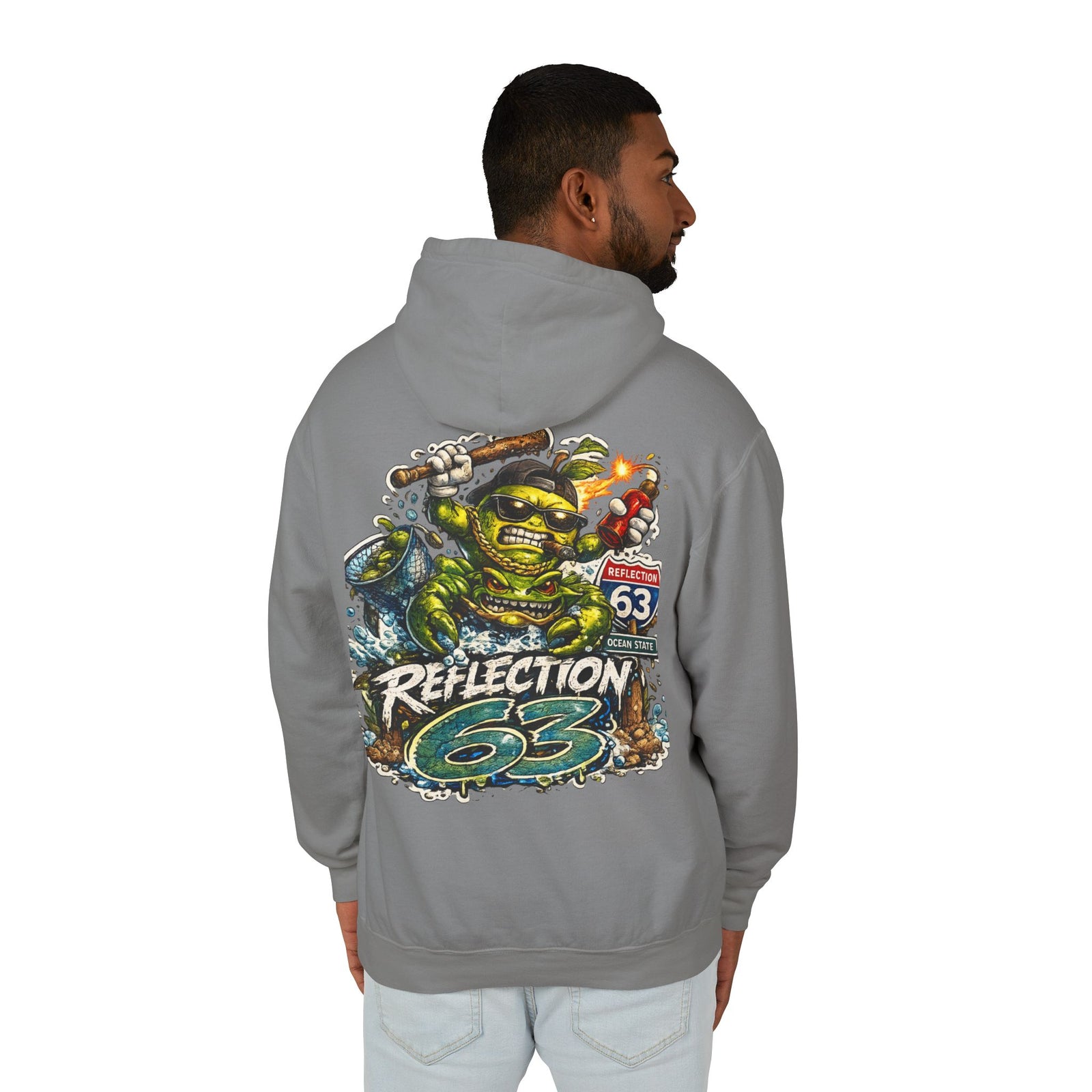 Reflection 63 Ocean State Hoodie — Vintage Surf Monster Graphic Hooded Sweatshirt