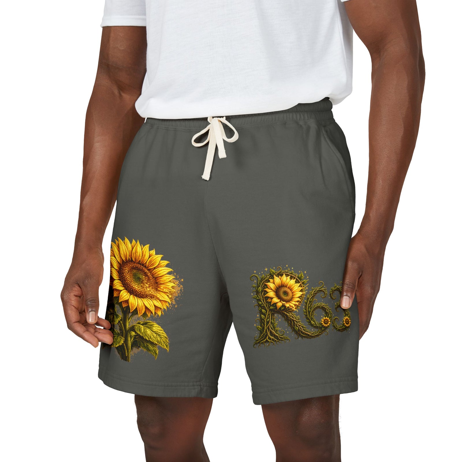 Sunflower Bee Fleece Sweat Shorts — Garment-Dyed Lightweight Lounge Shorts