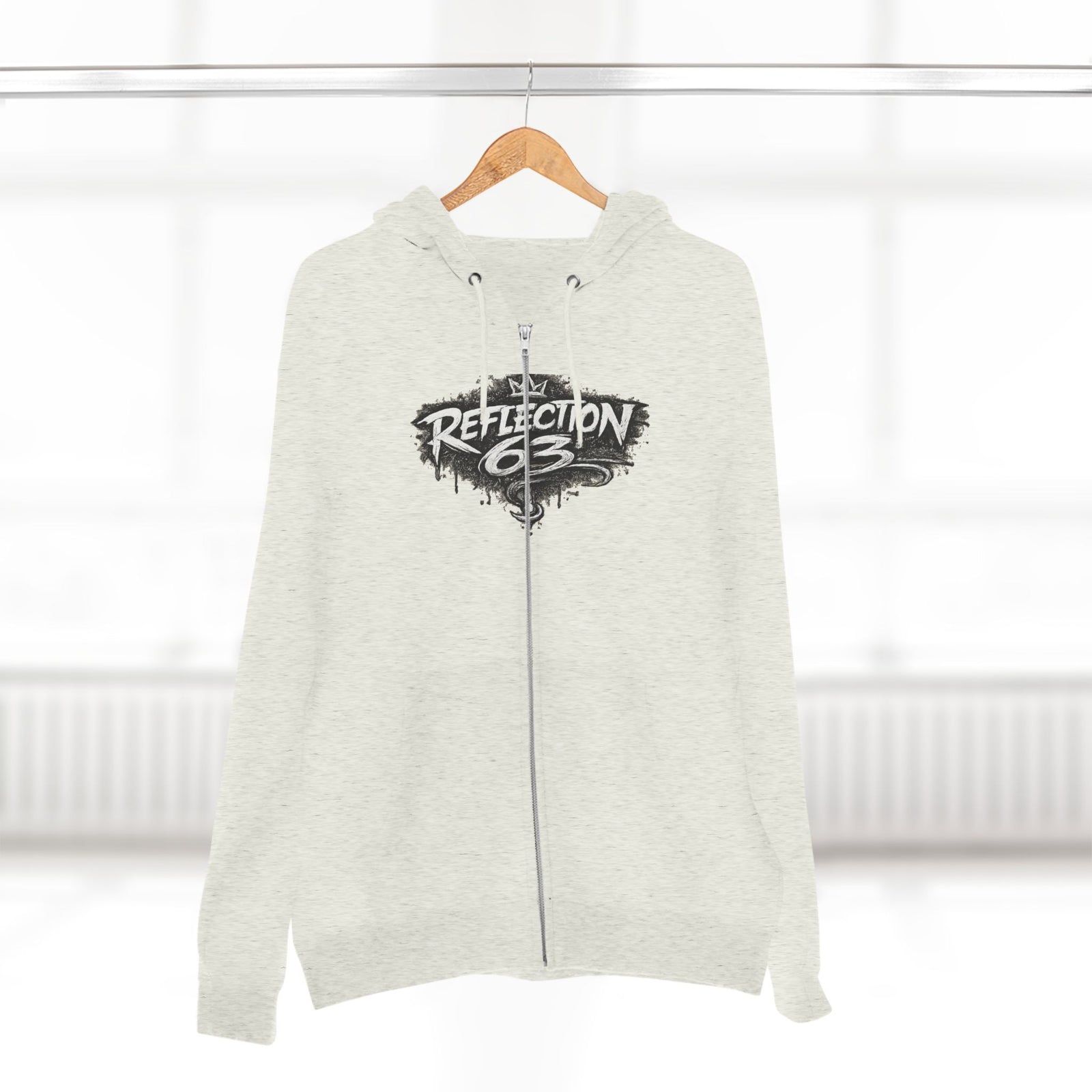 Reflection 63 Zip Hoodie — Vintage Crest Graphic Zip-Up Hoodie