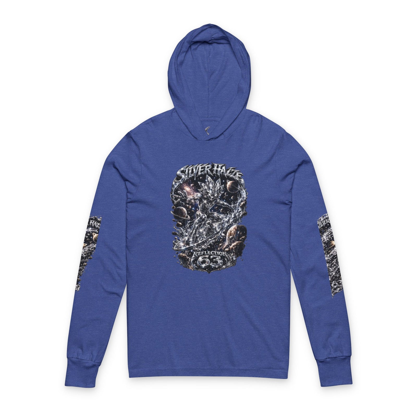 Skull Reflection Hooded Long Sleeve Tee — Gothic Graphic Hooded Shirt