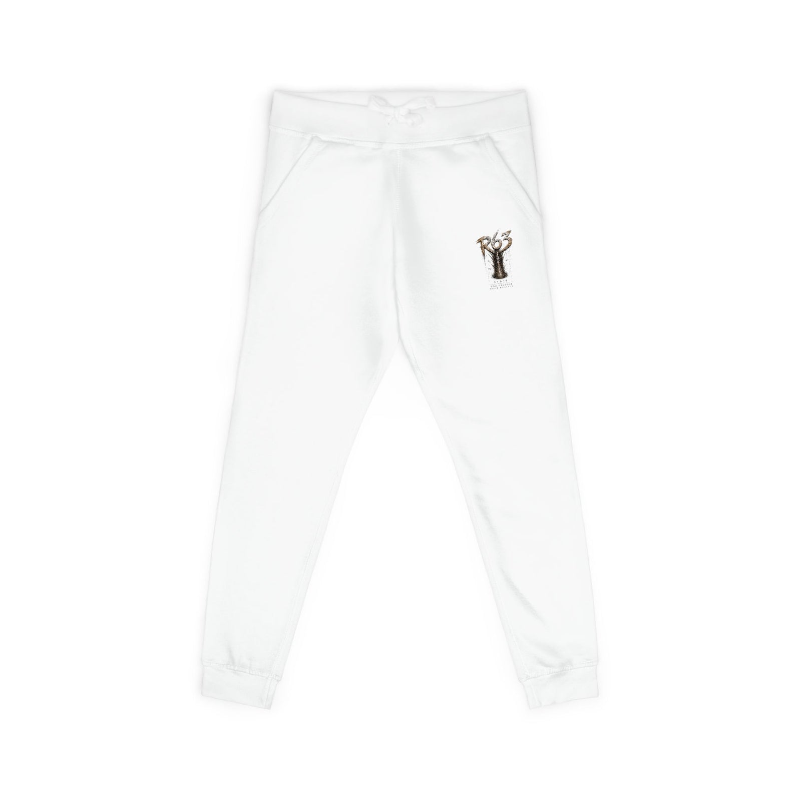 Embroidered Deer Fleece Sweatpants — Cozy White Joggers with Woodland Stag Embroidery