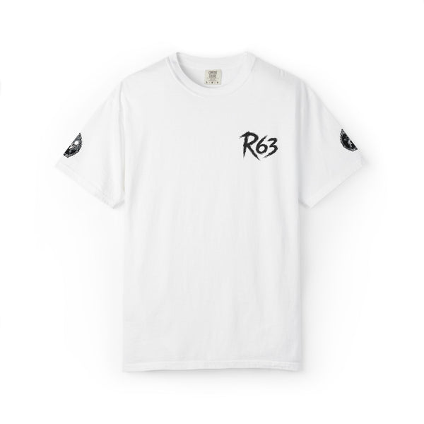 R63 Minimal Logo T-Shirt — Streetwear Graphic Tee with Sleeve Emblem