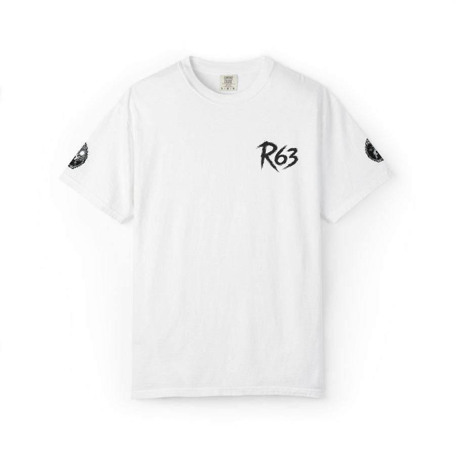 R63 Minimal Logo T-Shirt — Streetwear Graphic Tee with Sleeve Emblem