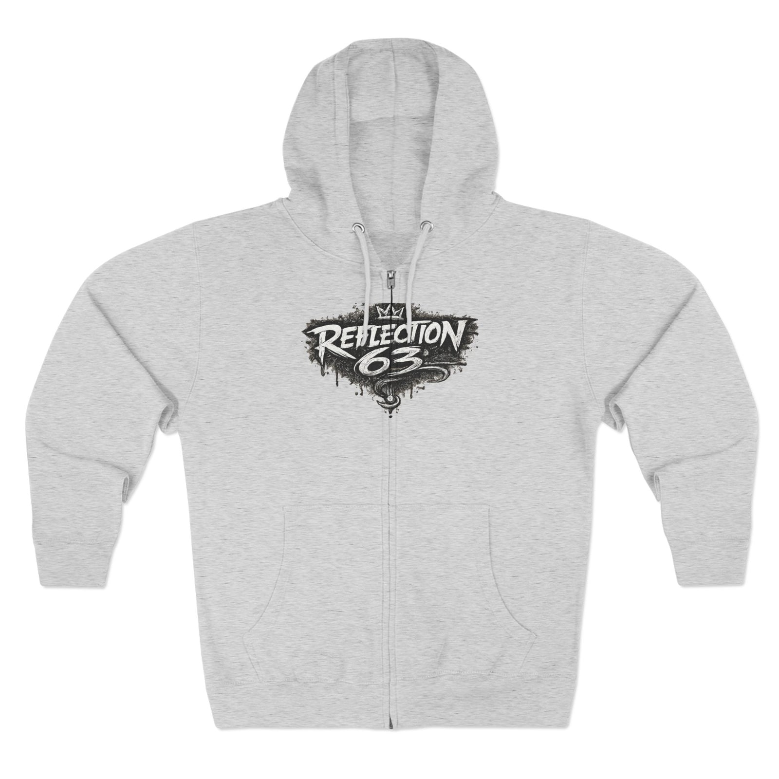 Reflection 63 Zip Hoodie — Vintage Crest Graphic Zip-Up Hoodie