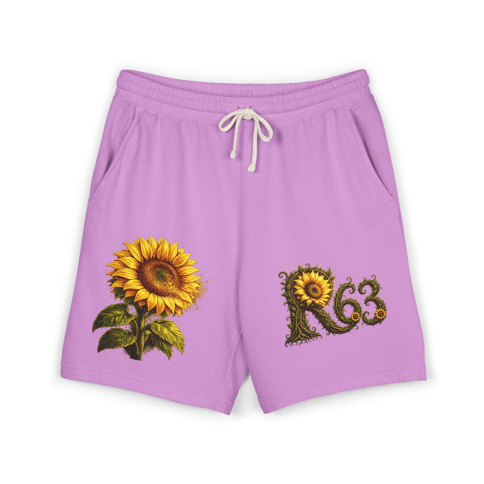 Sunflower Bee Fleece Sweat Shorts — Garment-Dyed Lightweight Lounge Shorts