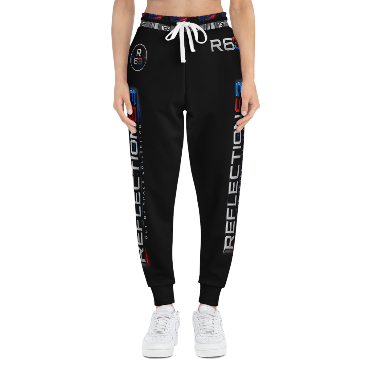 Reflections63 Athletic Joggers — Black Performance Track Pants with RB63 Side Logo