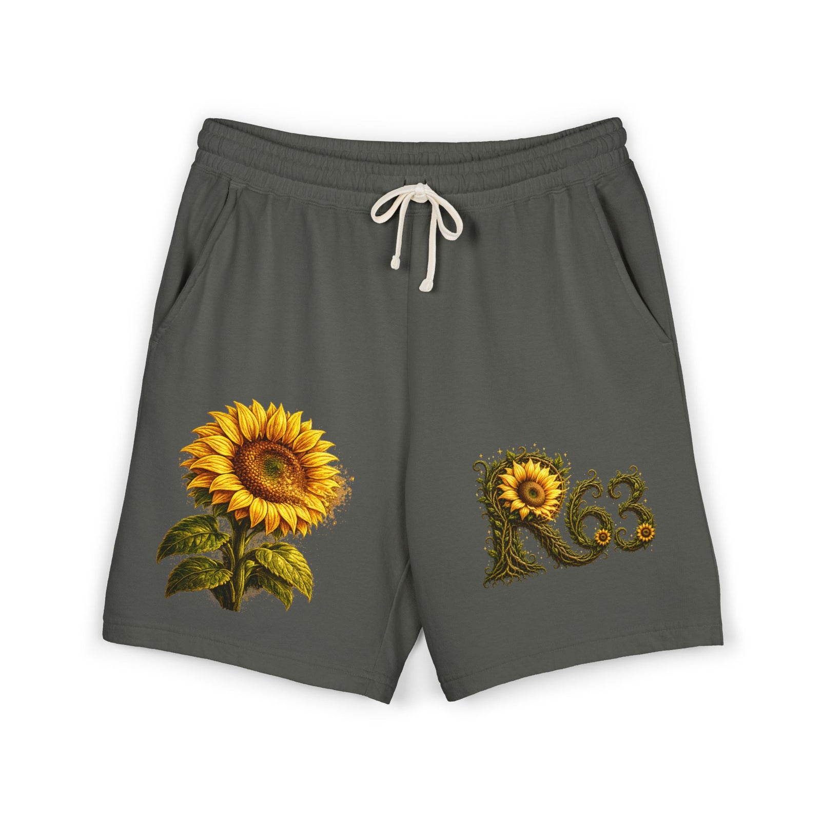 Sunflower Bee Fleece Sweat Shorts — Garment-Dyed Lightweight Lounge Shorts