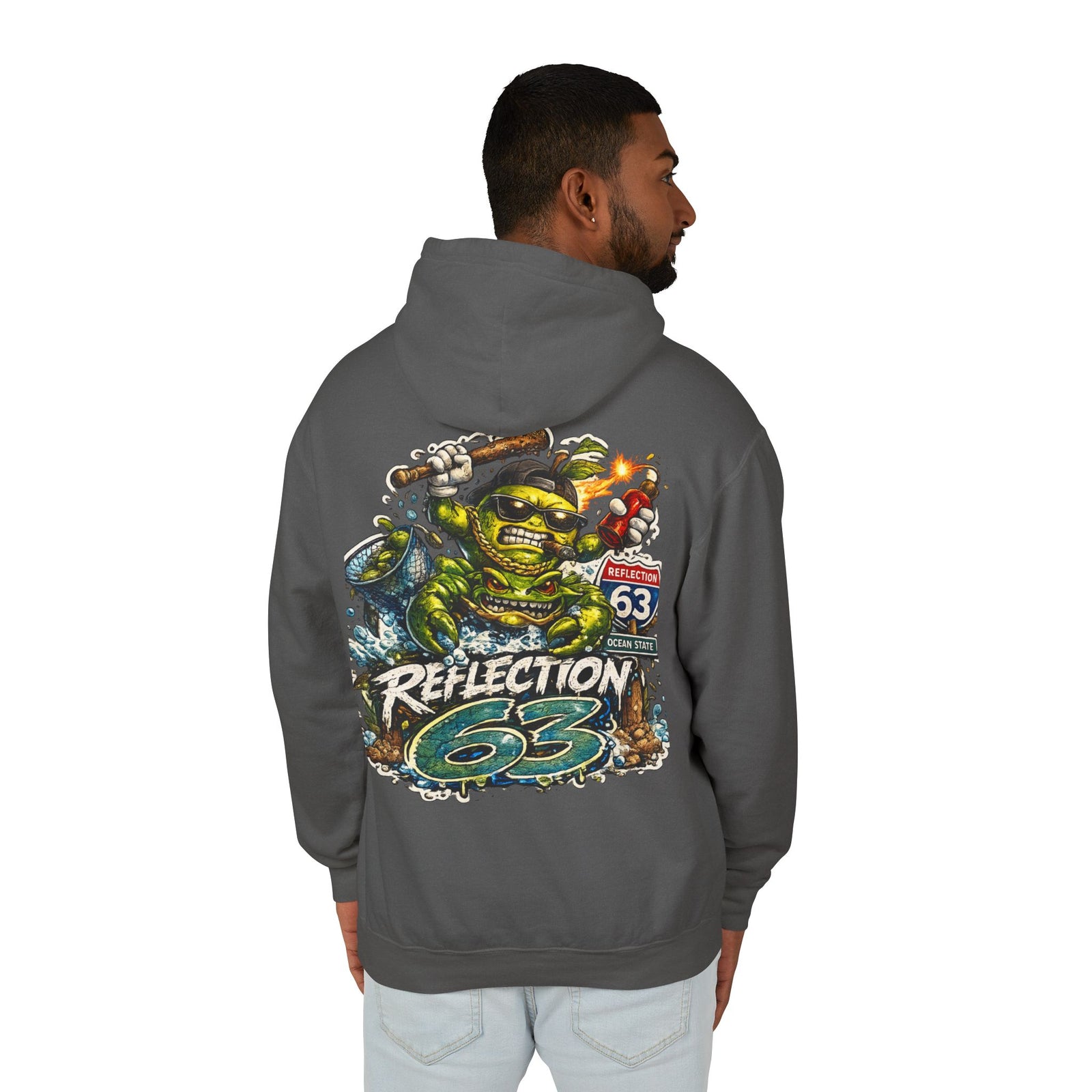 Reflection 63 Ocean State Hoodie — Vintage Surf Monster Graphic Hooded Sweatshirt