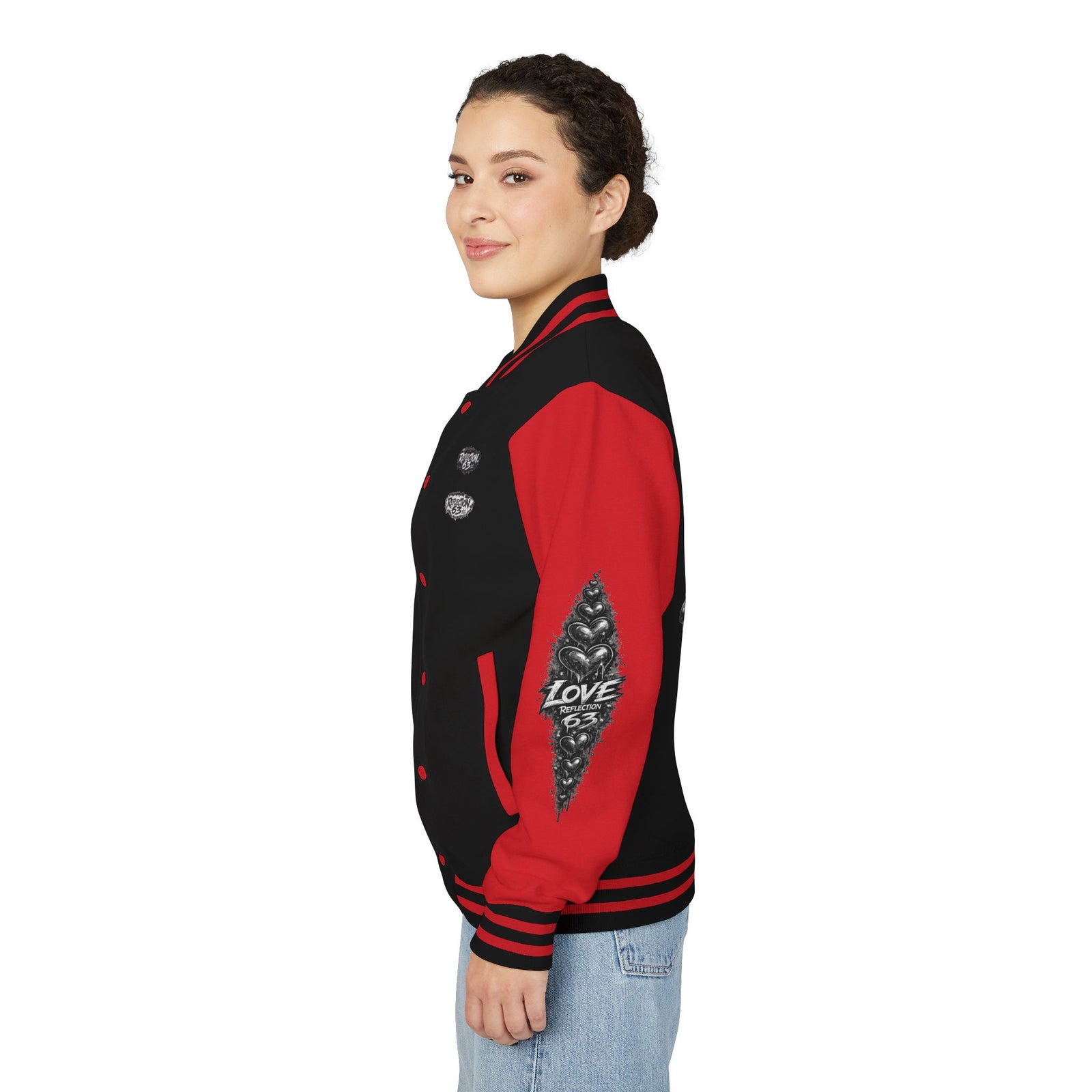 Letterman Jacket — Retro 'Love Reflection 63' Snake Heart Embroidered Design