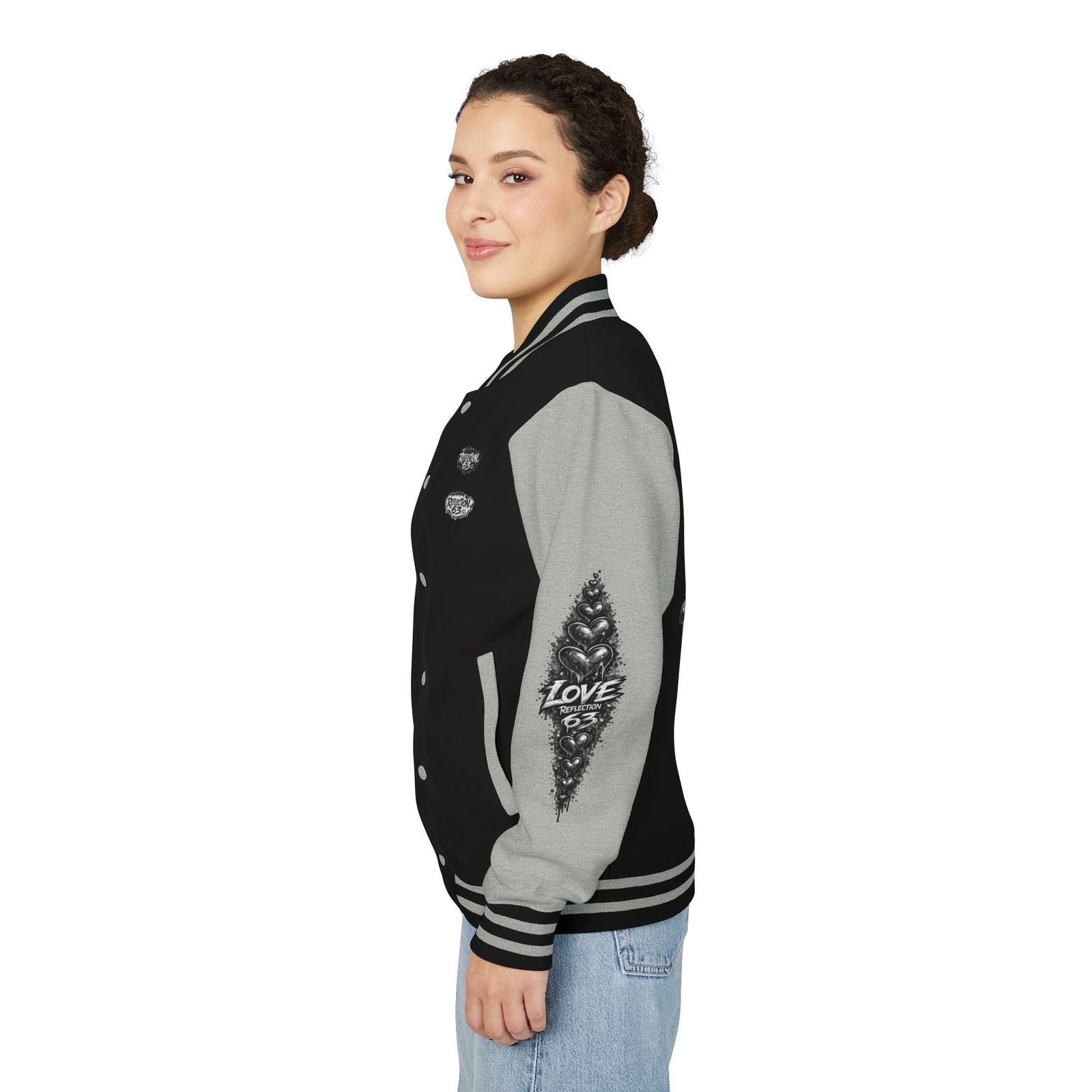 Letterman Jacket — Retro 'Love Reflection 63' Snake Heart Embroidered Design