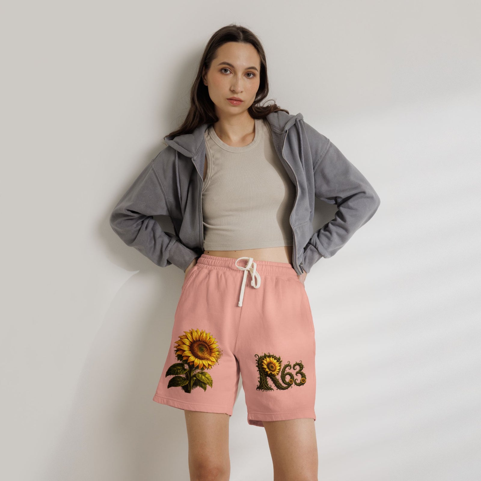 Sunflower Bee Fleece Sweat Shorts — Garment-Dyed Lightweight Lounge Shorts