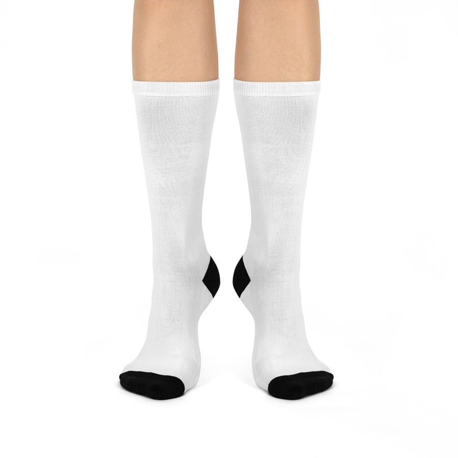 Embroidered 'R63' Cushioned Crew Socks - Athletic Comfort, Everyday Wear