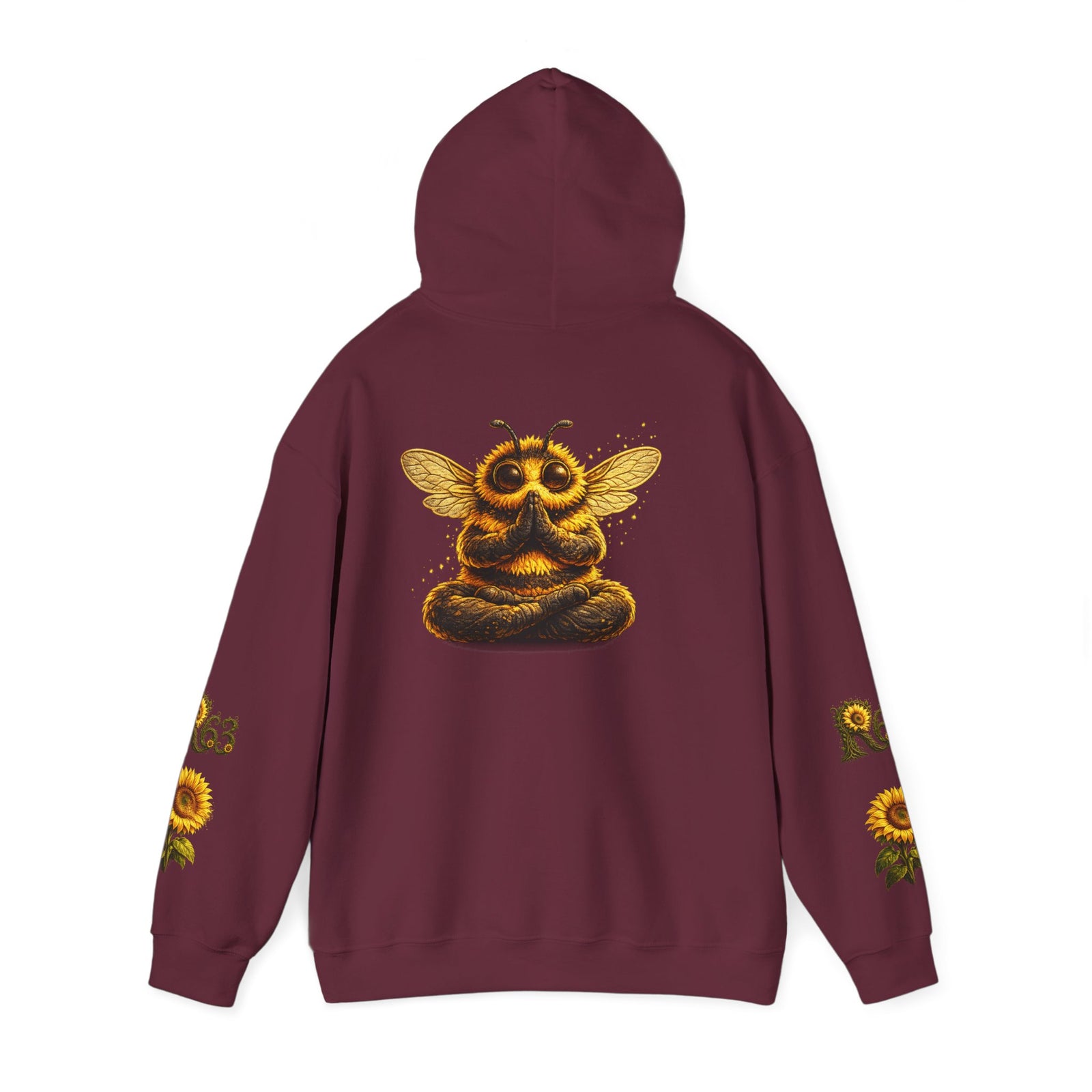 Sunflower Bee Hoodie — R63 Logo Graphic Hooded Sweatshirt
