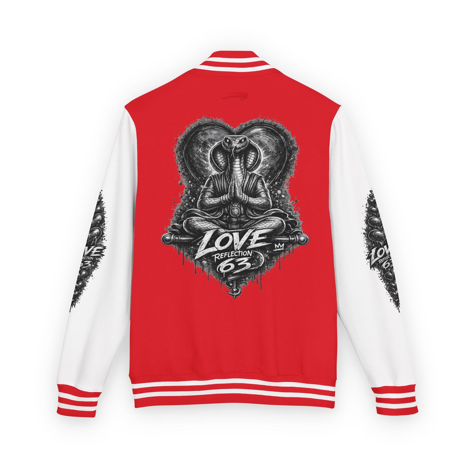 Letterman Jacket — Retro 'Love Reflection 63' Snake Heart Embroidered Design