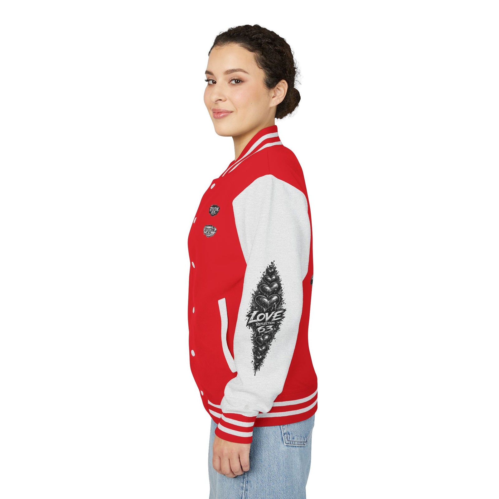 Letterman Jacket — Retro 'Love Reflection 63' Snake Heart Embroidered Design