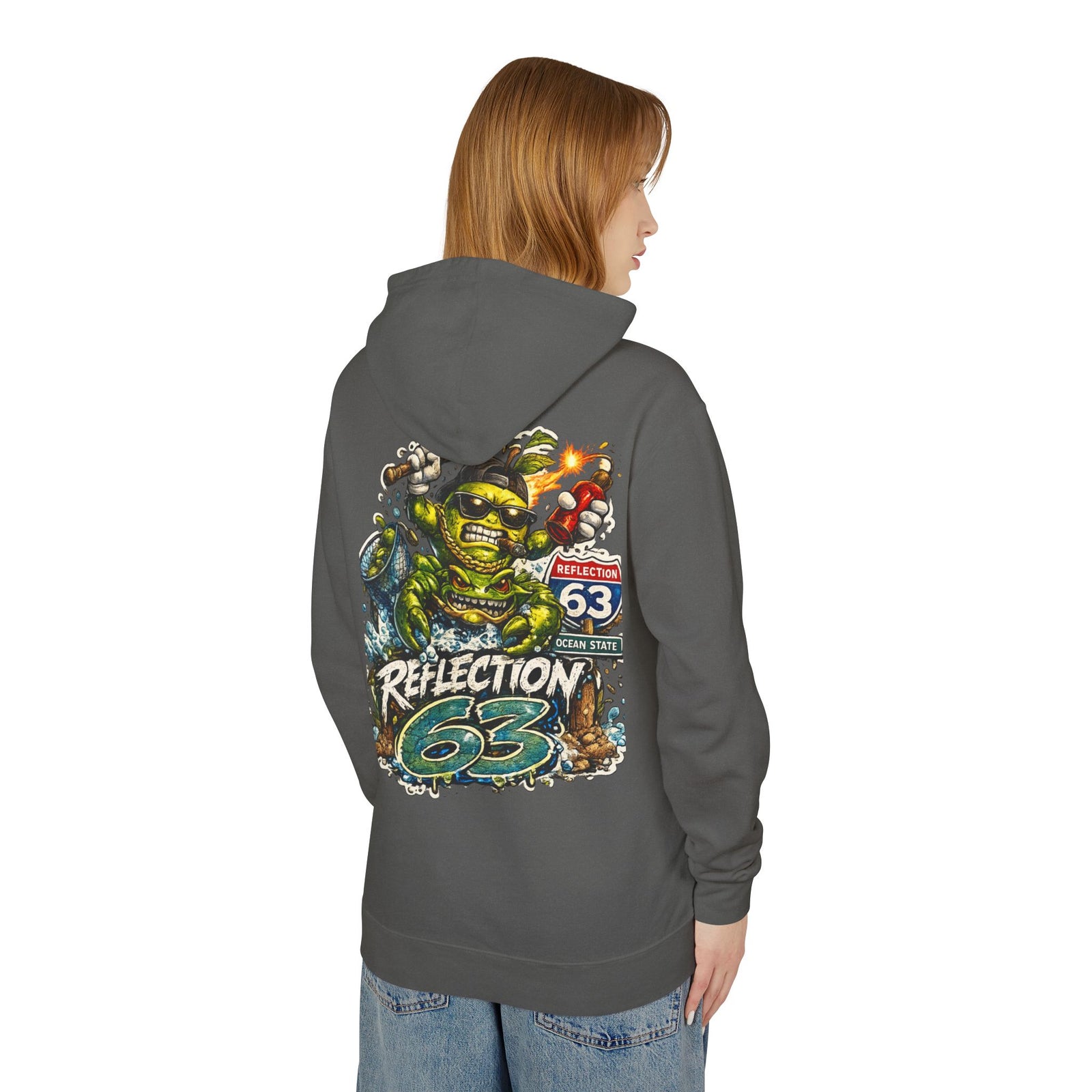 Reflection 63 Ocean State Hoodie — Vintage Surf Monster Graphic Hooded Sweatshirt