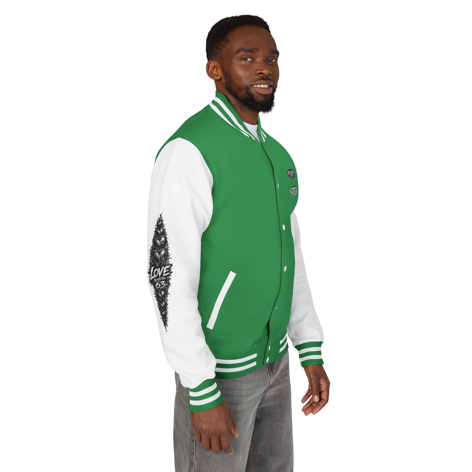 Letterman Jacket — Retro 'Love Reflection 63' Snake Heart Embroidered Design