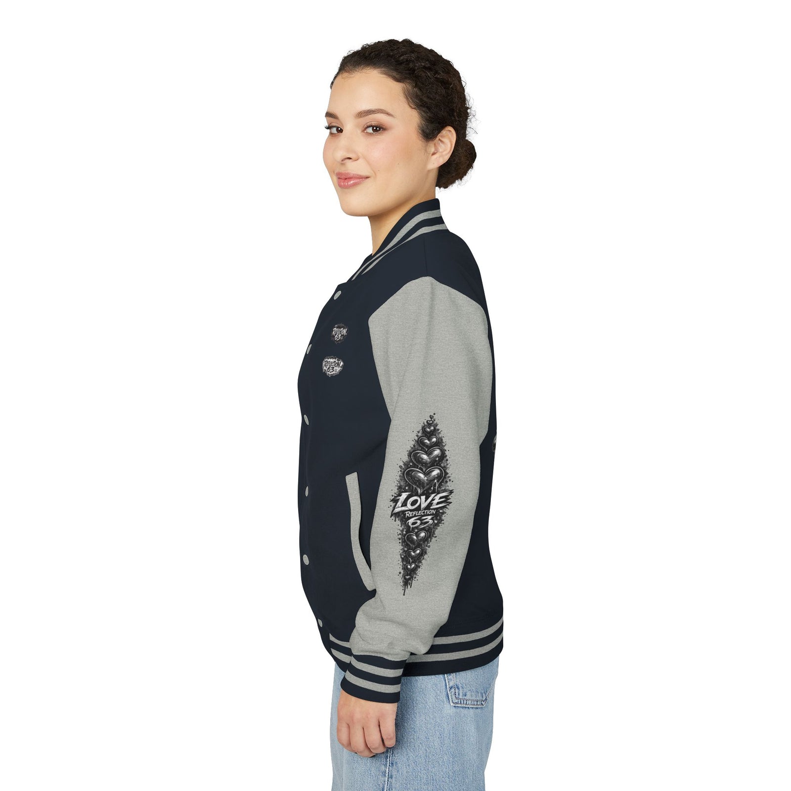 Letterman Jacket — Retro 'Love Reflection 63' Snake Heart Embroidered Design