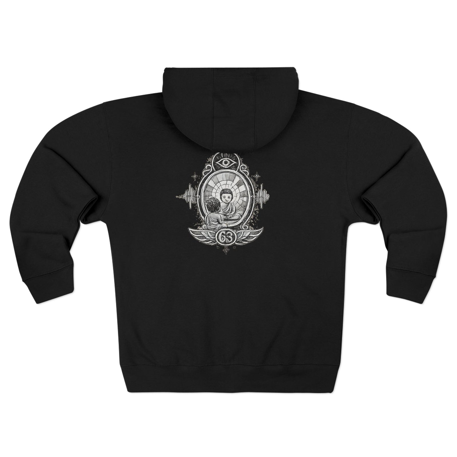 Reflection 63 Zip Hoodie — Vintage Crest Graphic Zip-Up Hoodie
