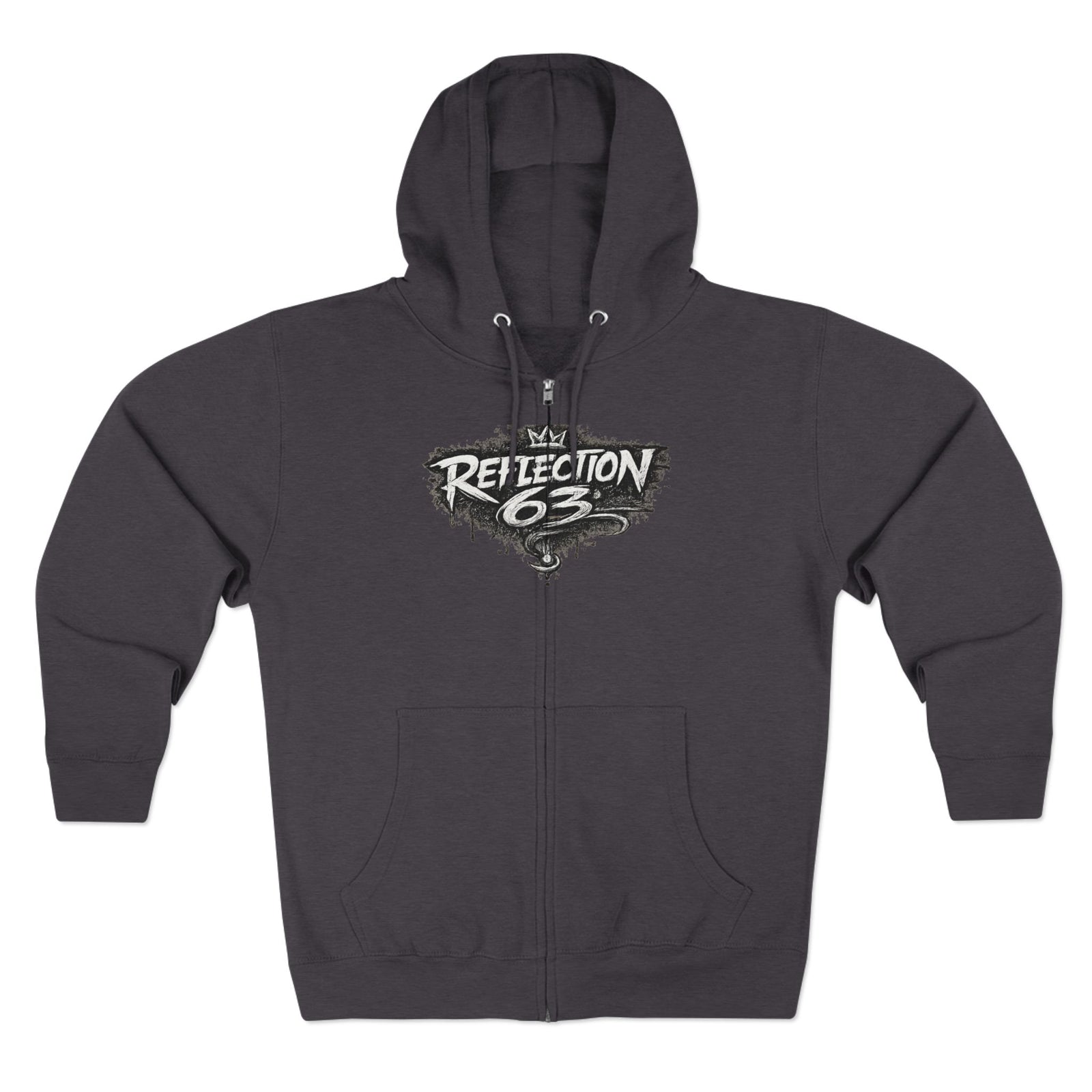 Reflection 63 Zip Hoodie — Vintage Crest Graphic Zip-Up Hoodie