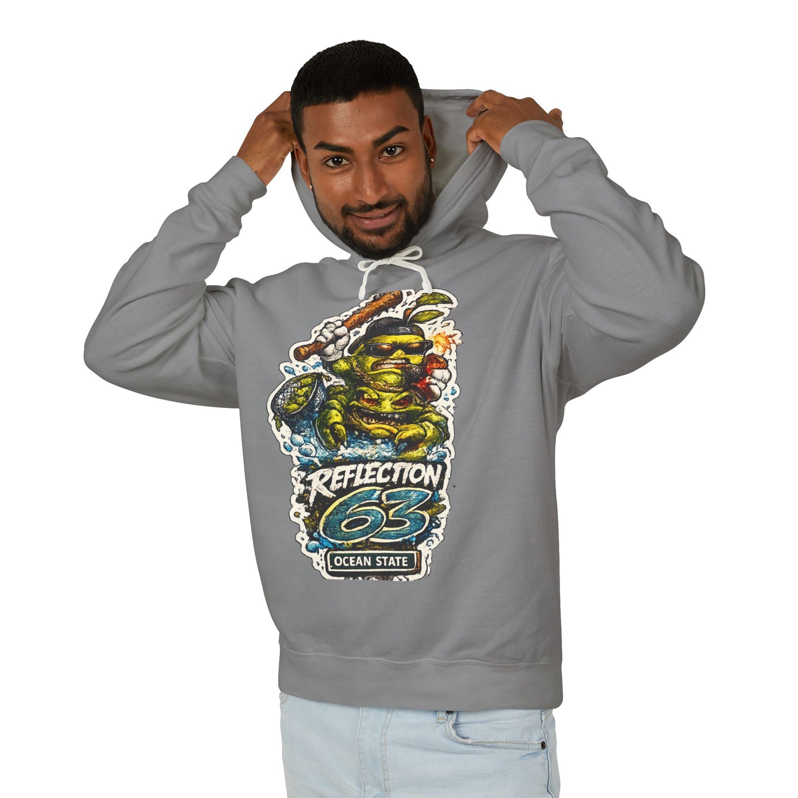 Reflection 63 Ocean State Hoodie — Vintage Surf Monster Graphic Hooded Sweatshirt