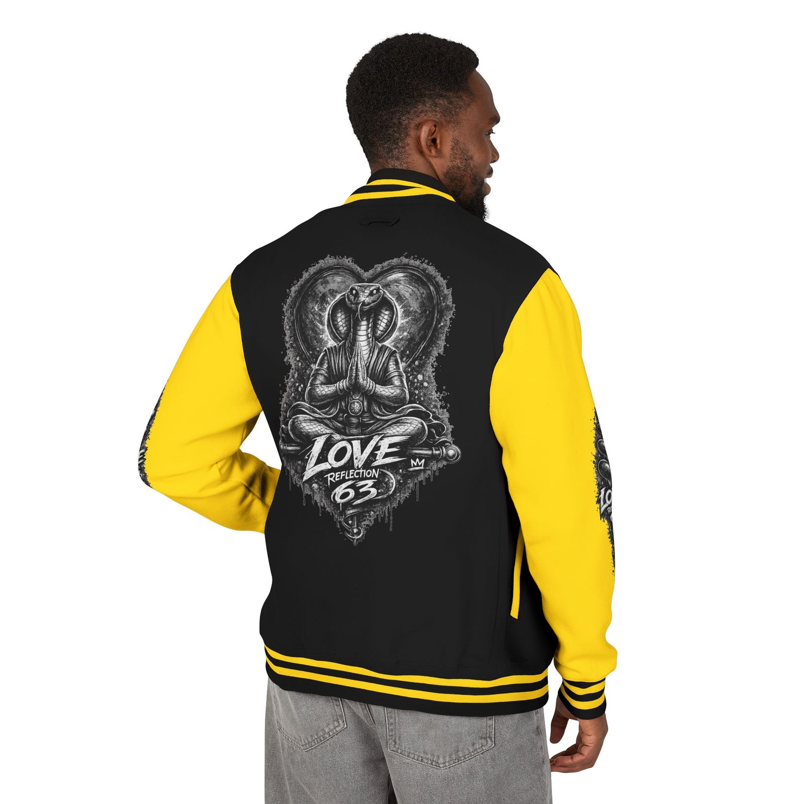 Letterman Jacket — Retro 'Love Reflection 63' Snake Heart Embroidered Design
