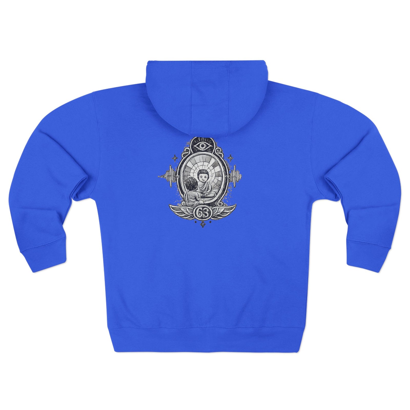 Reflection 63 Zip Hoodie — Vintage Crest Graphic Zip-Up Hoodie