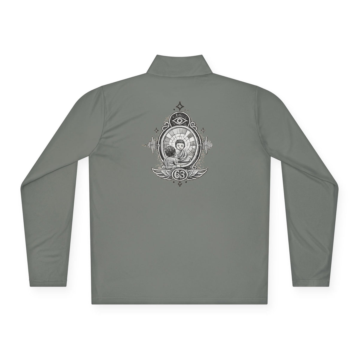 Quarter-Zip Pullover — Vintage Crest Skull Chest & Back Design