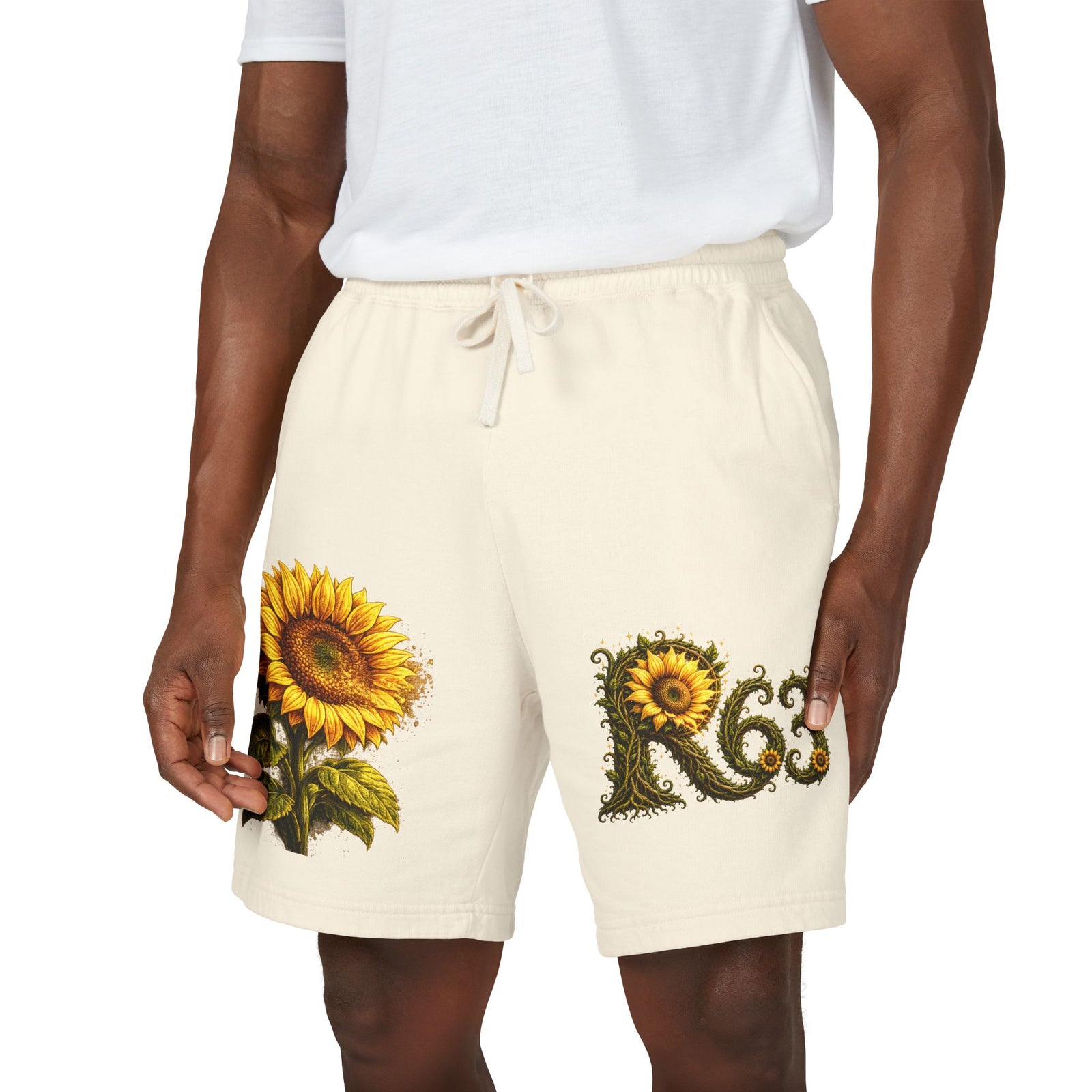 Sunflower Bee Fleece Sweat Shorts — Garment-Dyed Lightweight Lounge Shorts