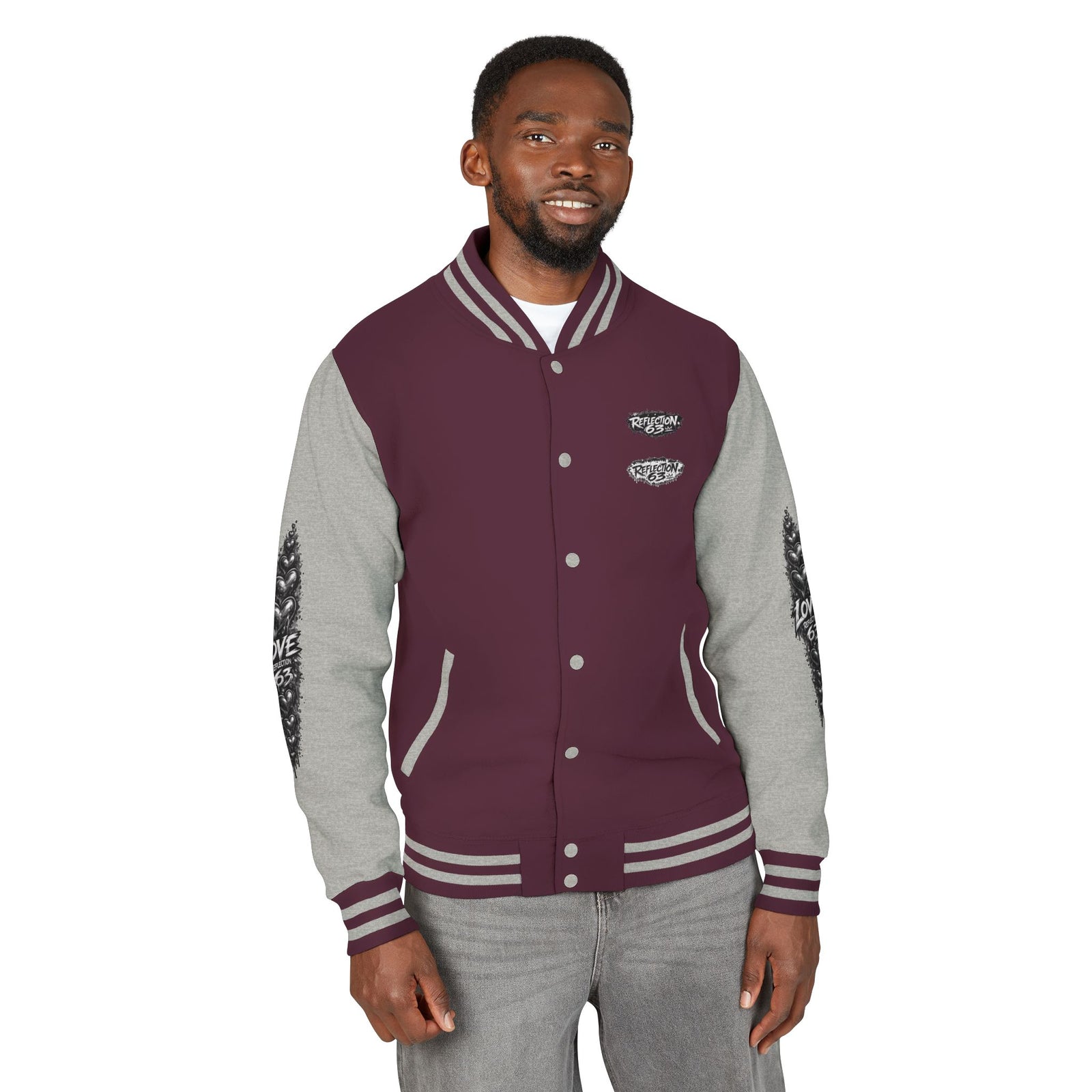 Letterman Jacket — Retro 'Love Reflection 63' Snake Heart Embroidered Design