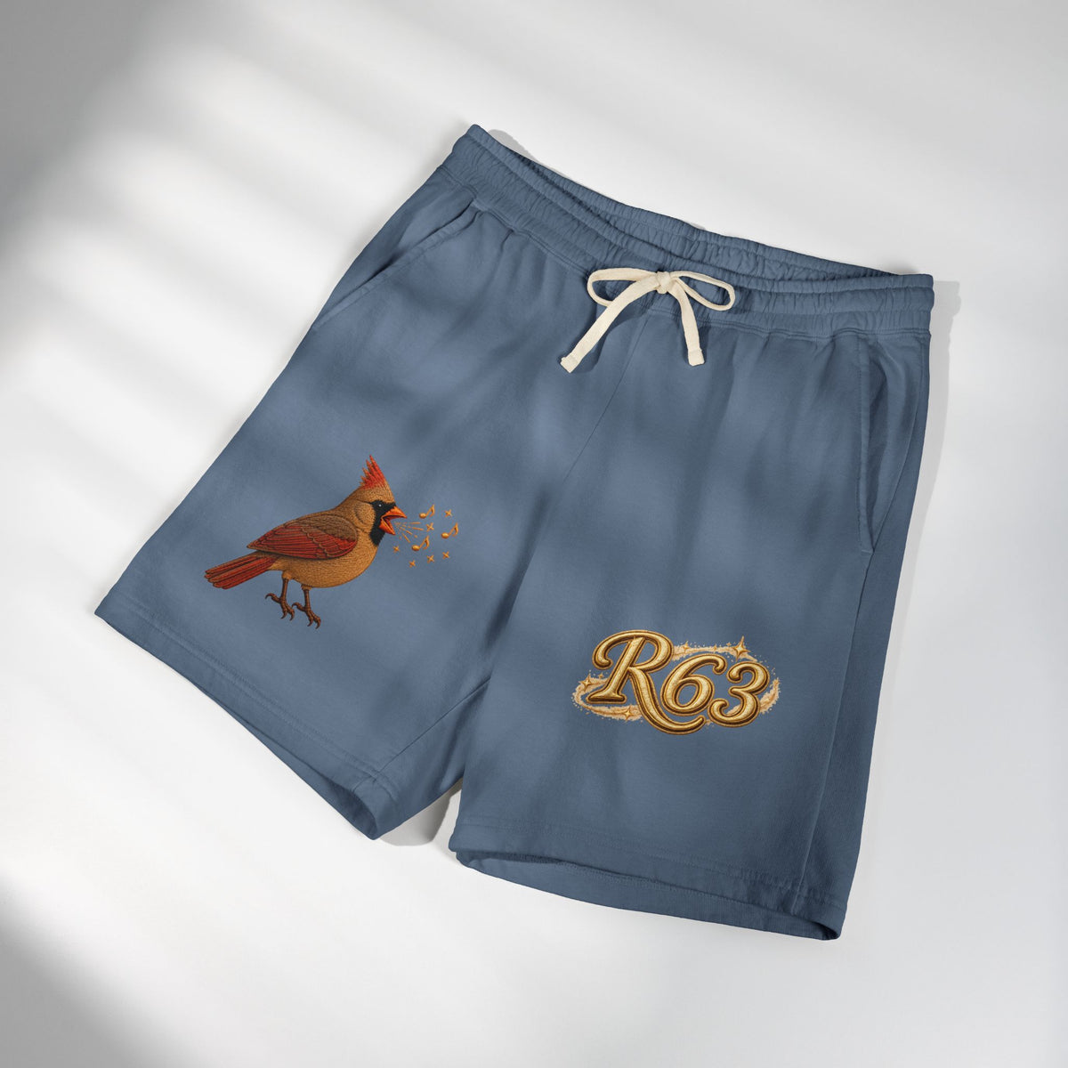 Cardinal '63 Fleece Sweat Shorts — Vintage Bird Graphic Lightweight Lounge Shorts
