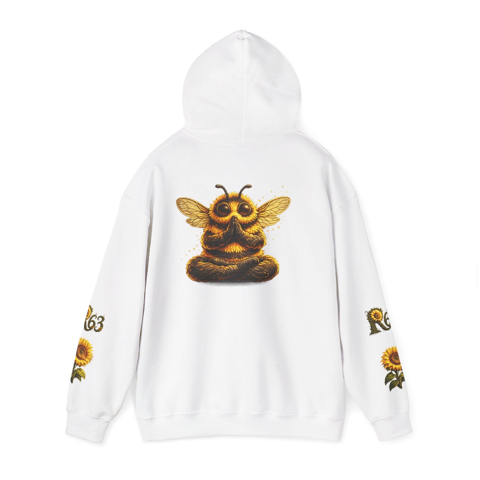 Sunflower Bee Hoodie — R63 Logo Graphic Hooded Sweatshirt