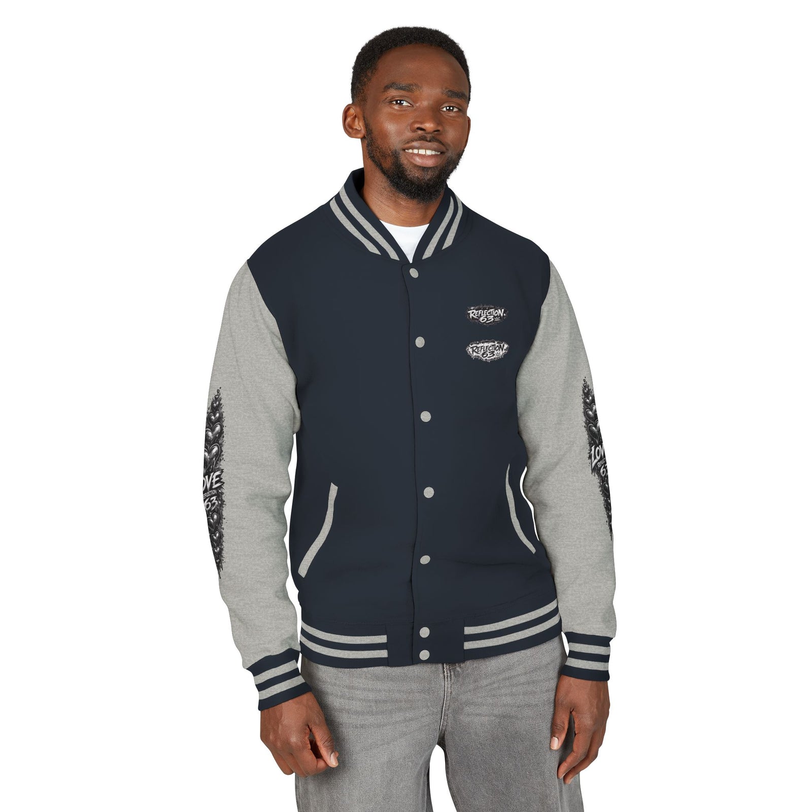 Letterman Jacket — Retro 'Love Reflection 63' Snake Heart Embroidered Design