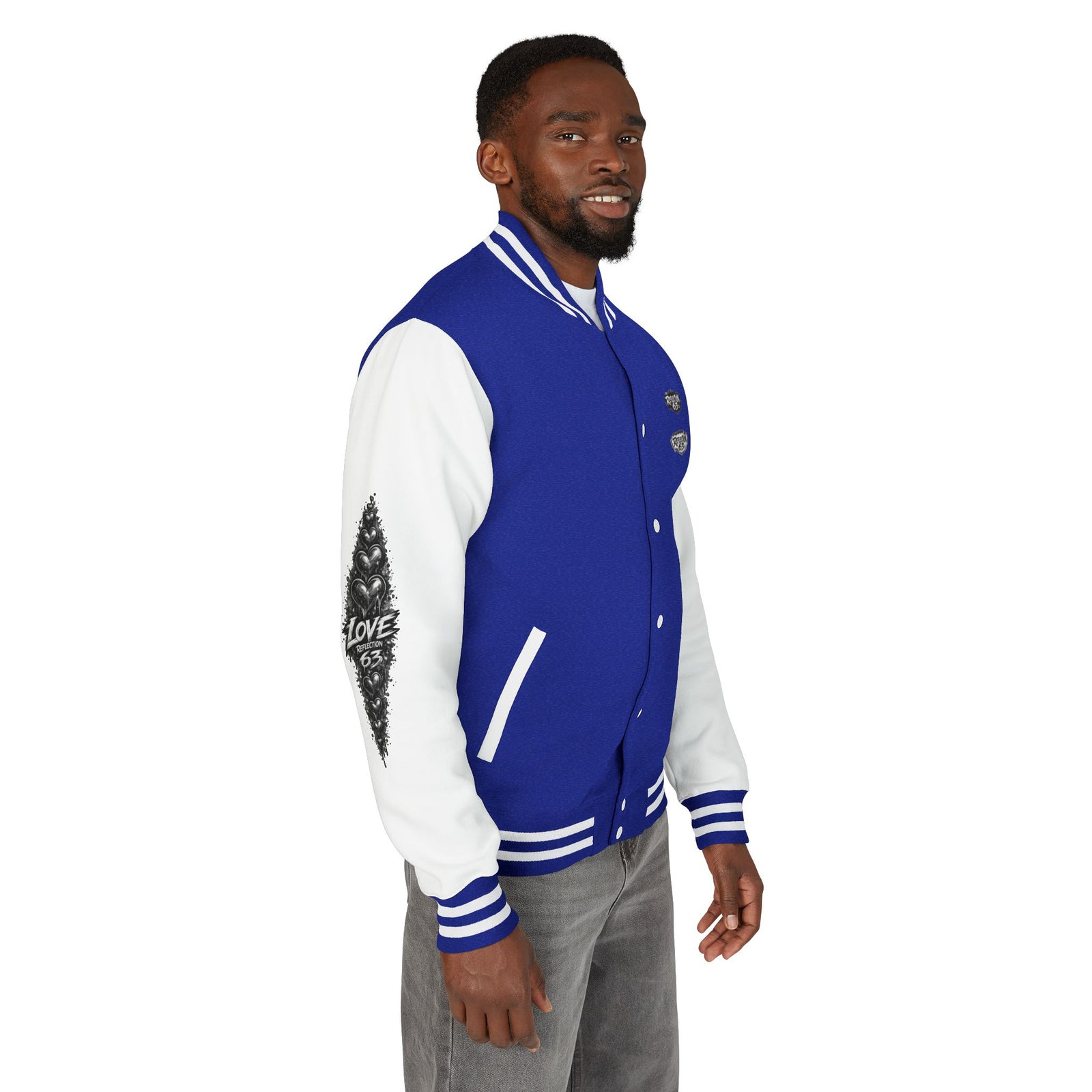 Letterman Jacket — Retro 'Love Reflection 63' Snake Heart Embroidered Design