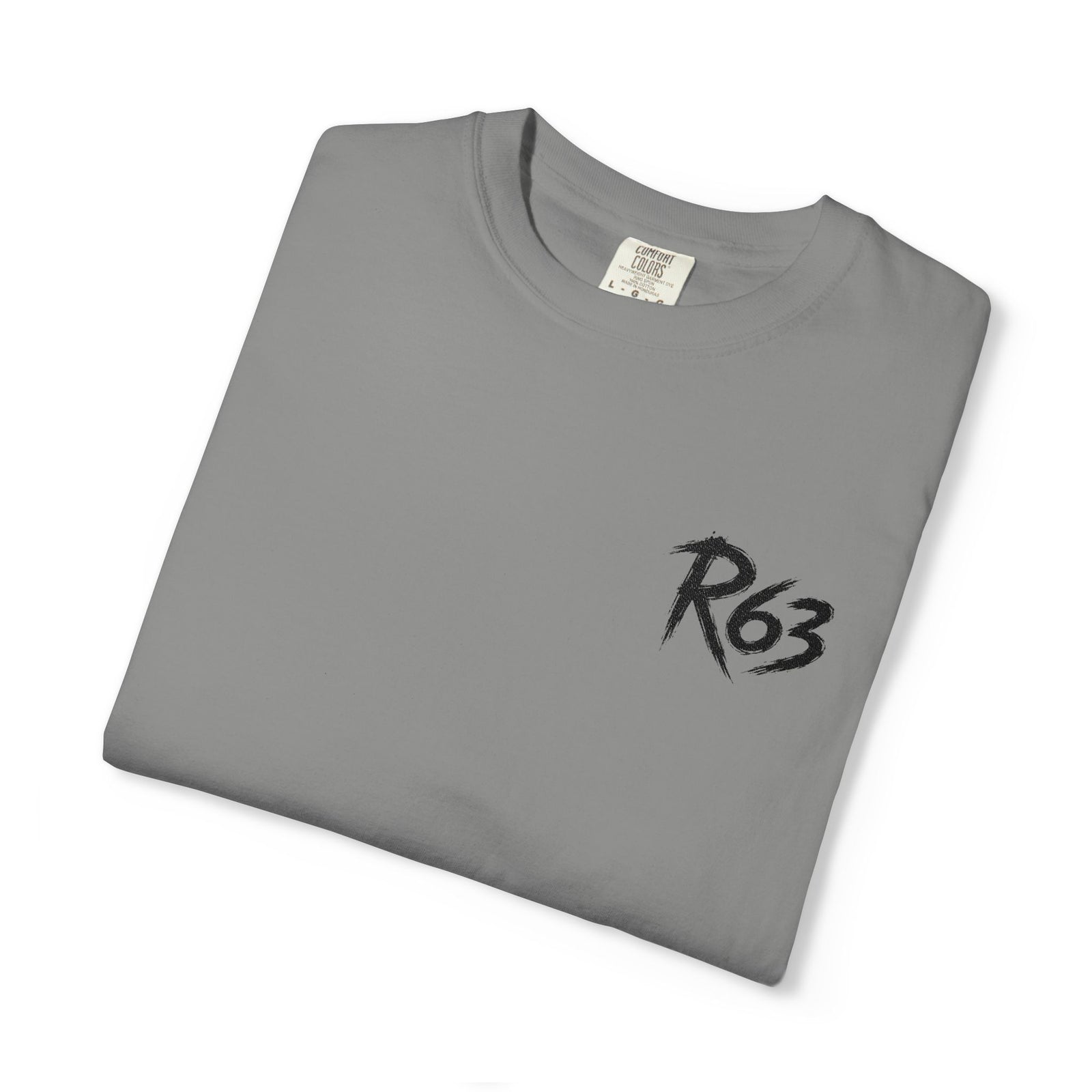 R63 Minimal Logo T-Shirt — Streetwear Graphic Tee with Sleeve Emblem