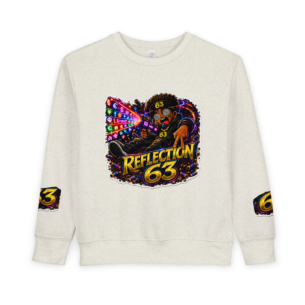 Toddler Sweatshirt - 'Reflection 63' Colorful Gamer Character Graphic Crewneck for Kids