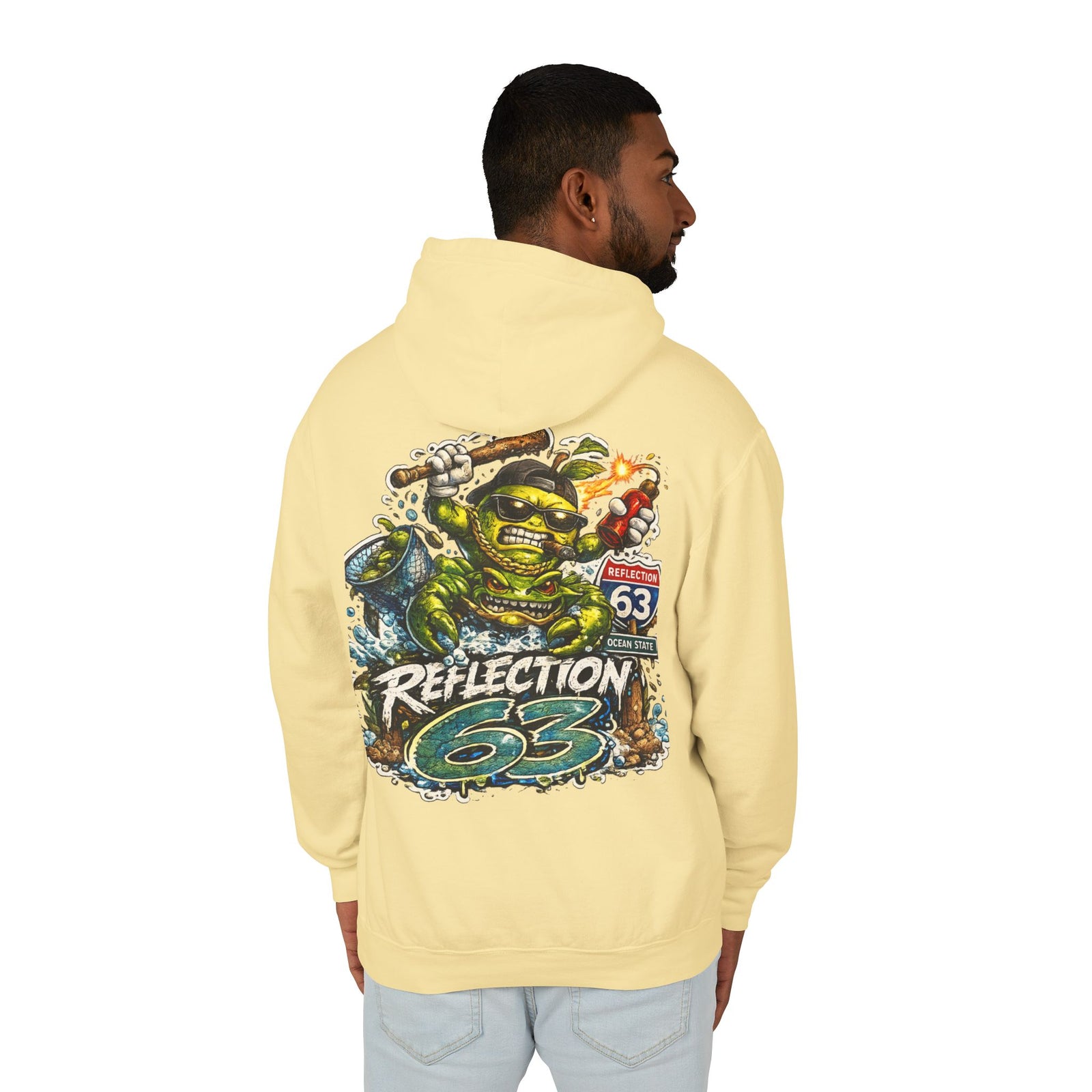 Reflection 63 Ocean State Hoodie — Vintage Surf Monster Graphic Hooded Sweatshirt