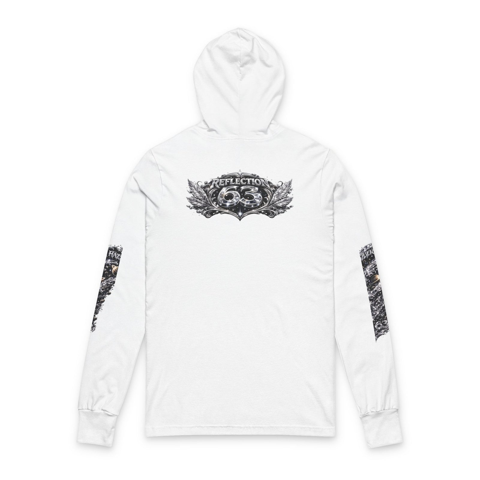 Skull Reflection Hooded Long Sleeve Tee — Gothic Graphic Hooded Shirt