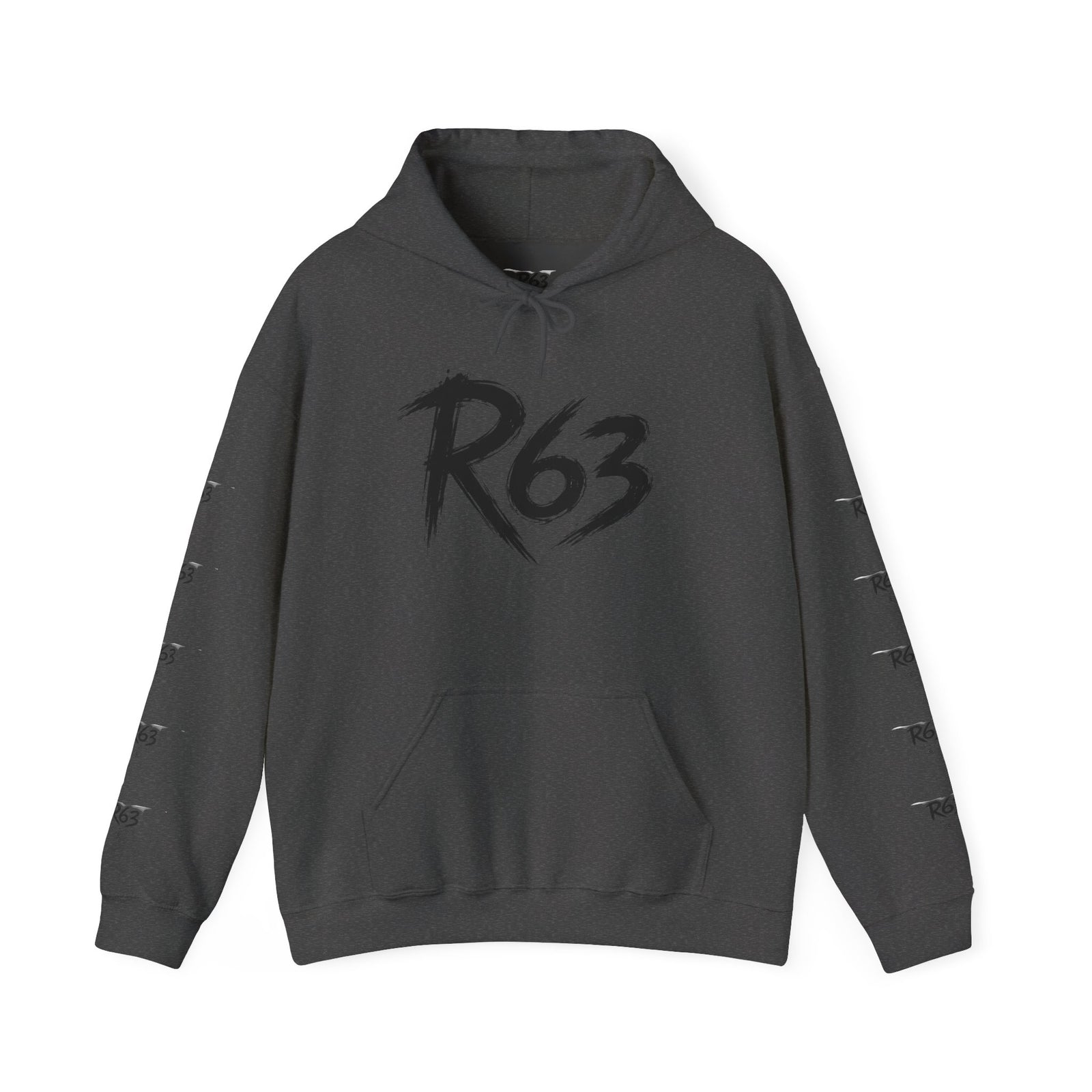 R63 Graphic Hoodie — Reflective Souls Back Print, Sleeve Logo Streetwear
