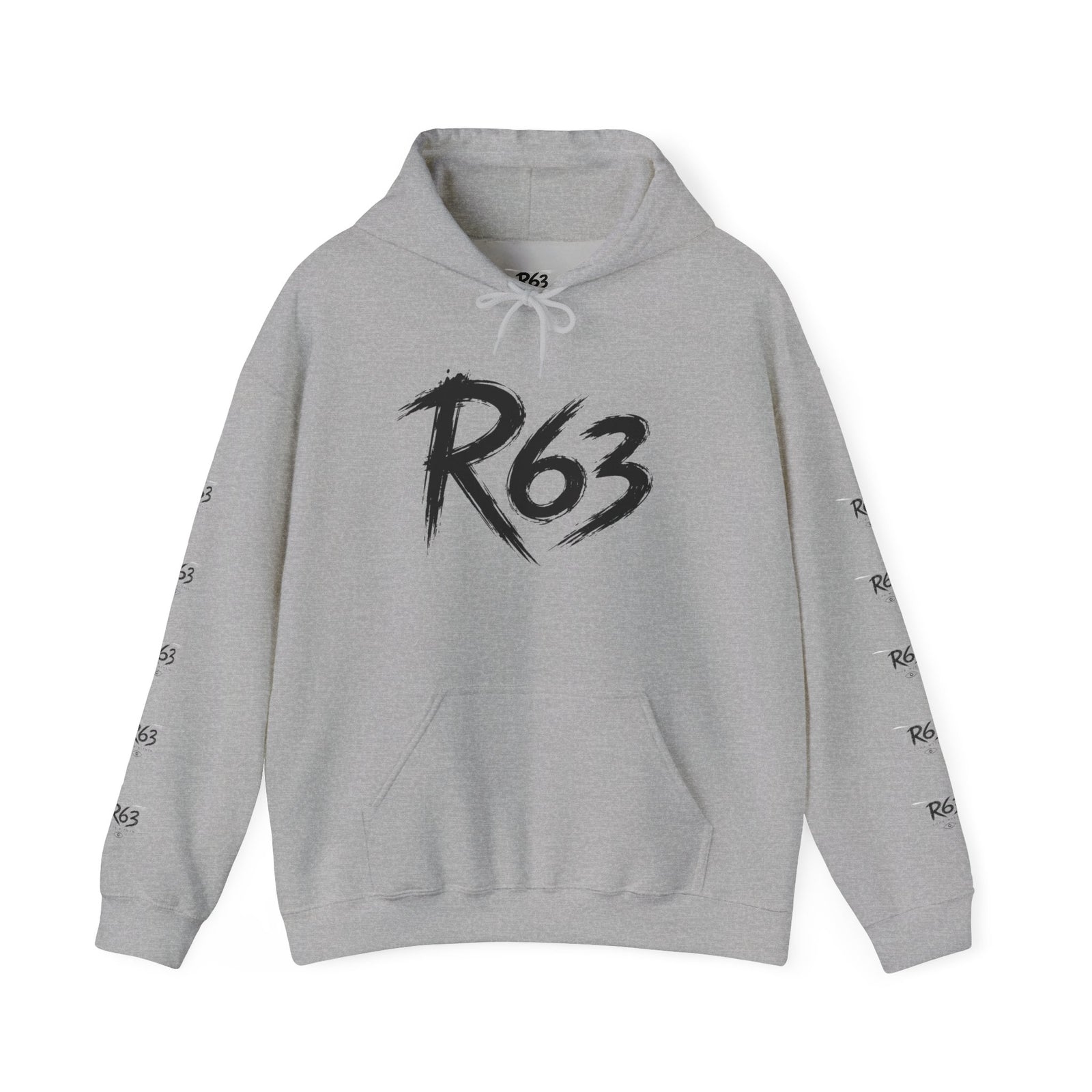 R63 Graphic Hoodie — Reflective Souls Back Print, Sleeve Logo Streetwear