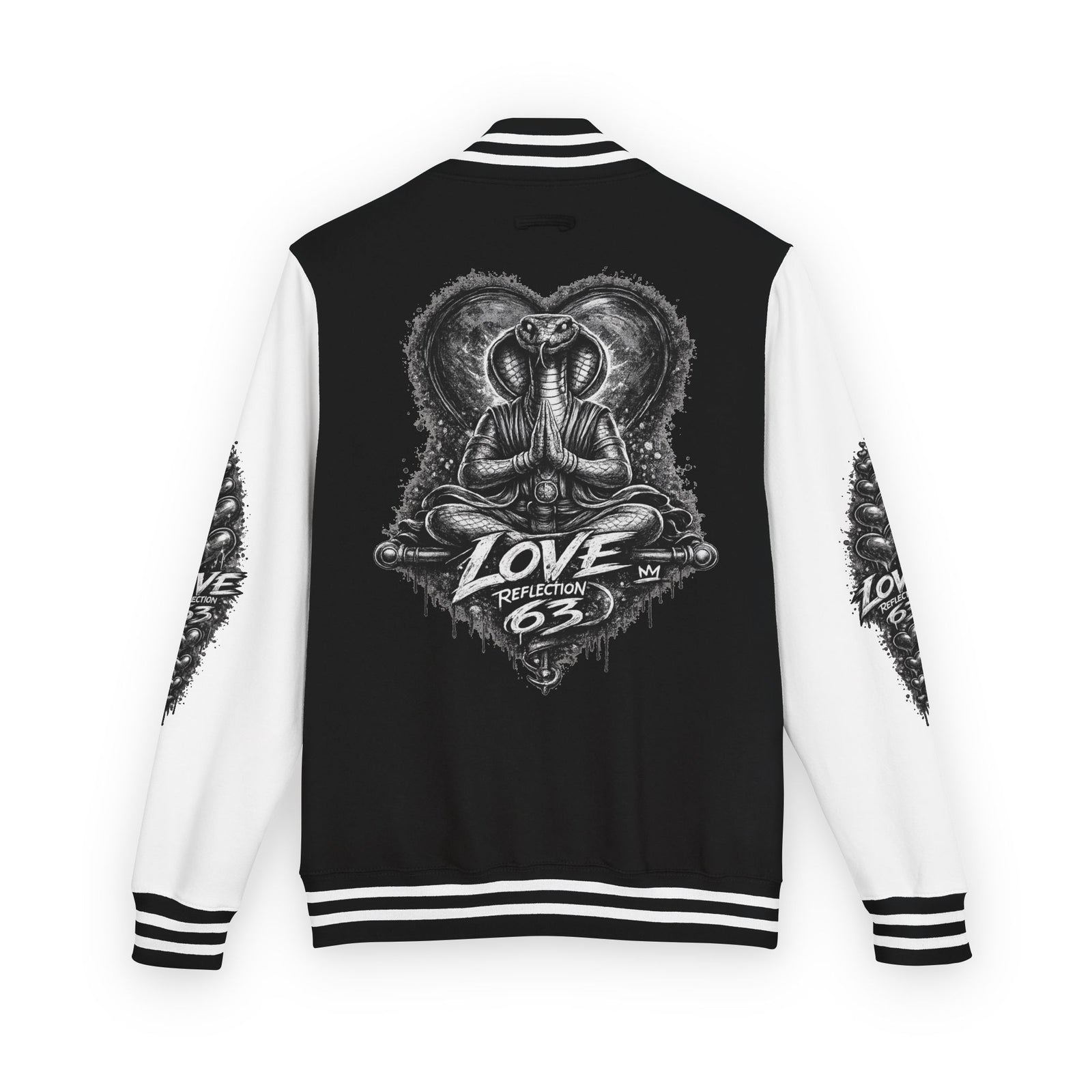 Letterman Jacket — Retro 'Love Reflection 63' Snake Heart Embroidered Design